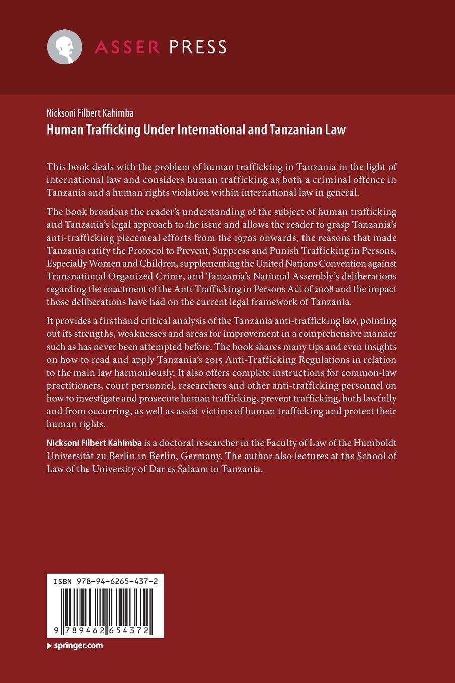 Rückseitencover Human Trafficking Under International and Tanzanian Law