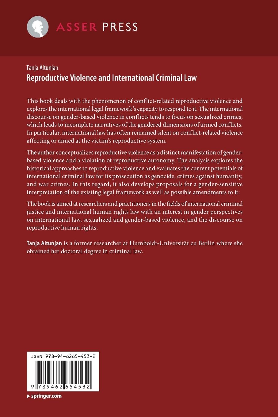 Rückseitencover Reproductive Violence and International Criminal Law