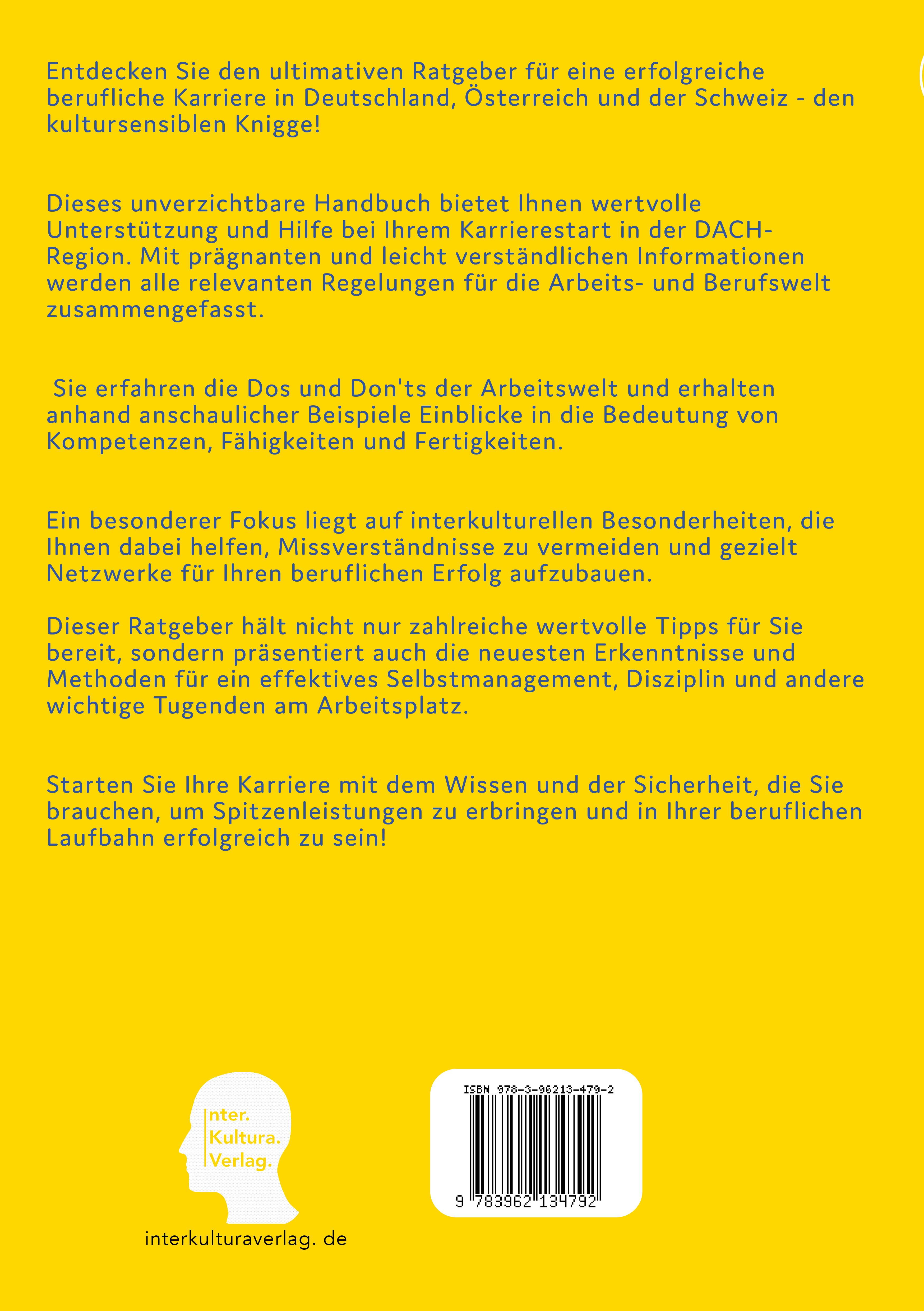Rückseitencover Der kultursensible Knigge-Kompass für die Neuankömmlinge in der Arbeitswelt in Deutschland, Österreich und der Schweiz
