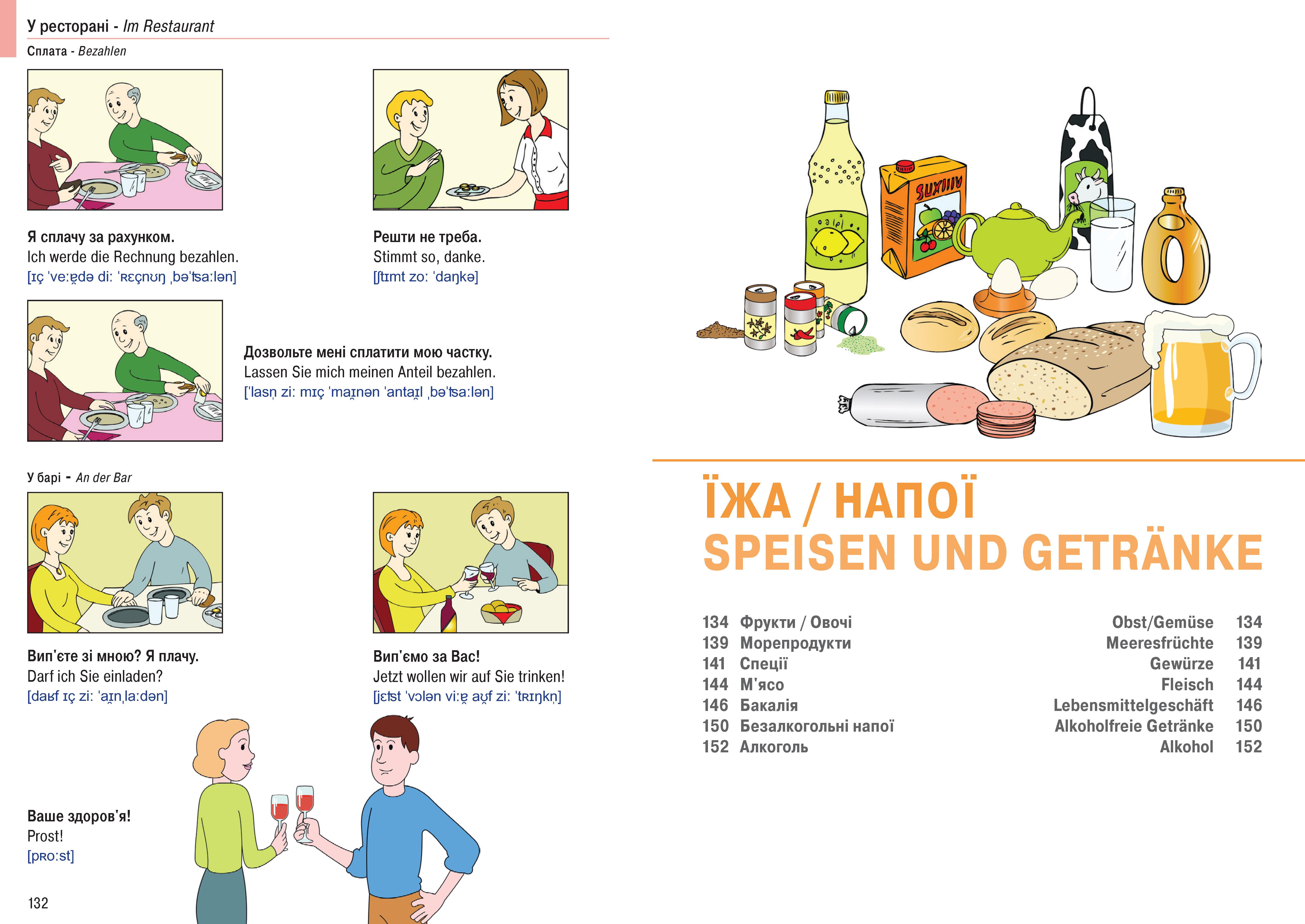 Beispielinhalt (Bild) Illustrierter Sprachführer Ukrainisch-Deutsch für ukrainische Muttersprachler