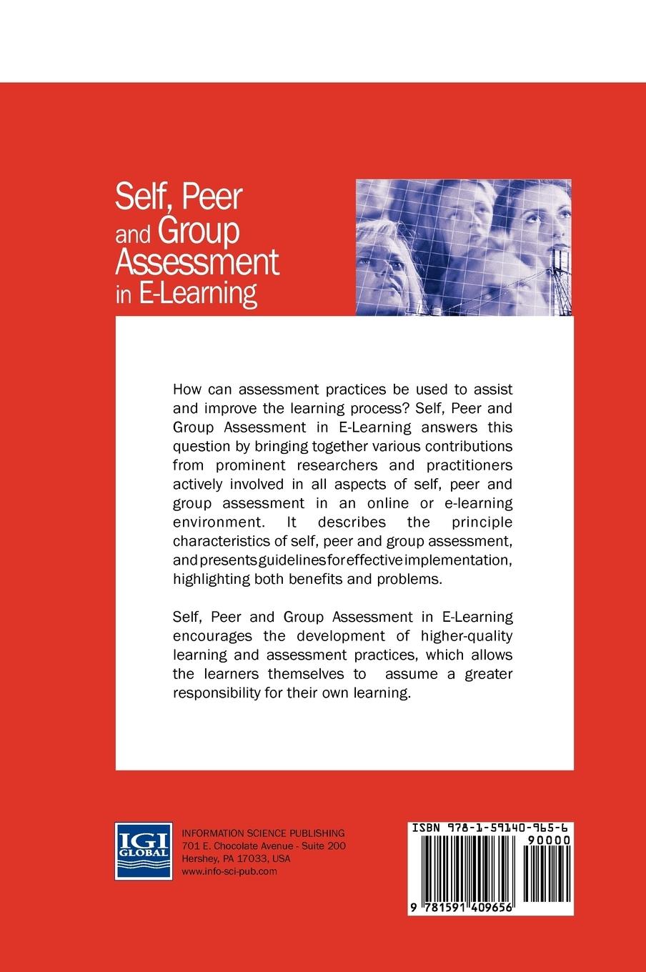 Rückseitencover Self, Peer and Group Assessment in E-Learning