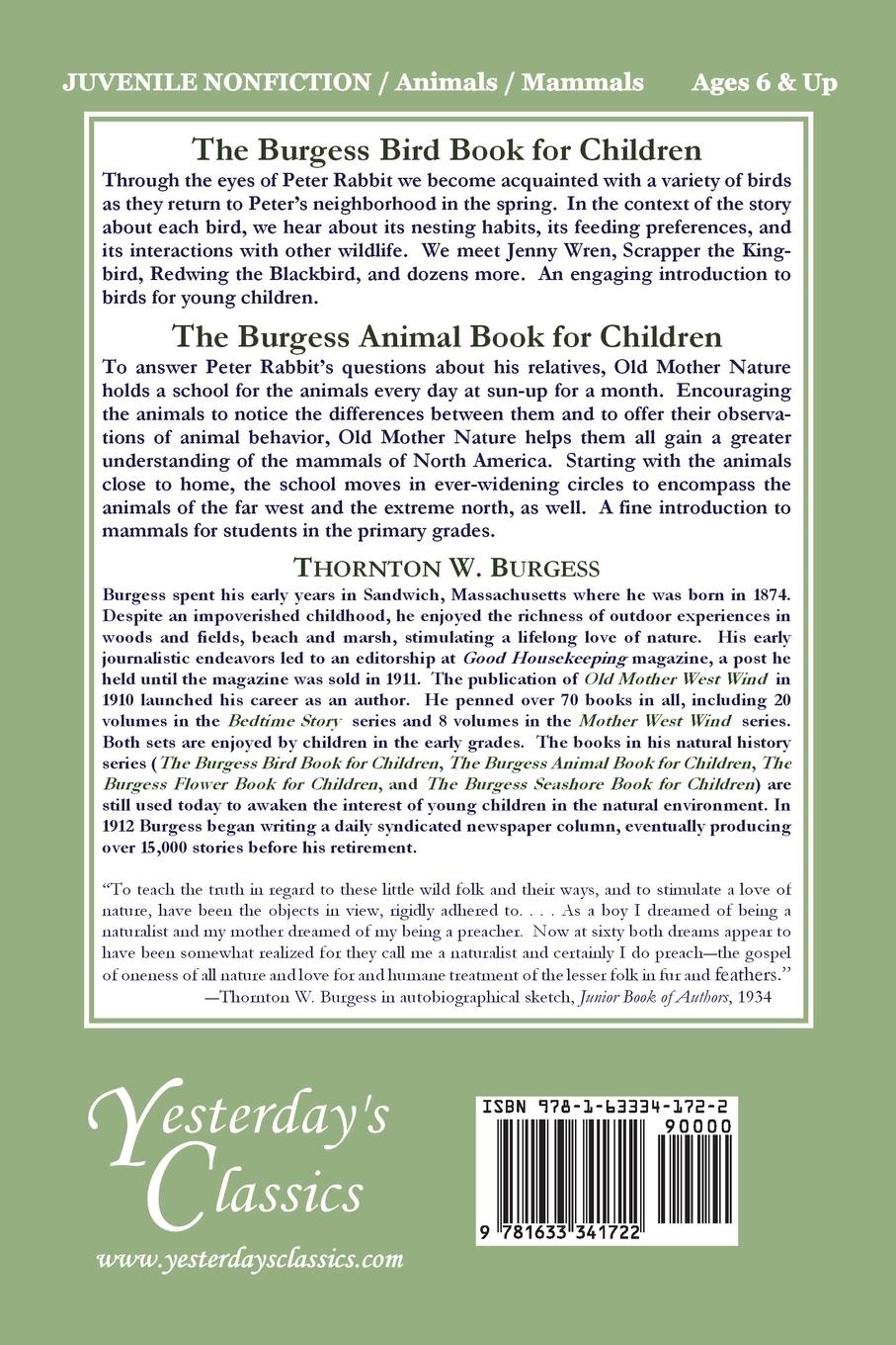 Rückseitencover The Burgess Animal Book for Children (Color Edition) (Yesterday's Classics)