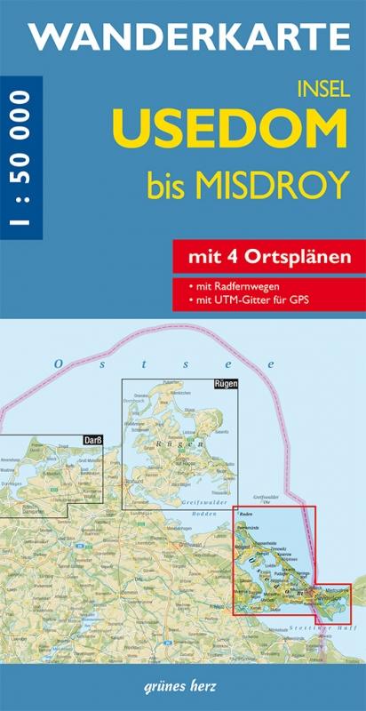 Vorderes Coverbild Wanderkarte Insel Usedom bis Misdroy