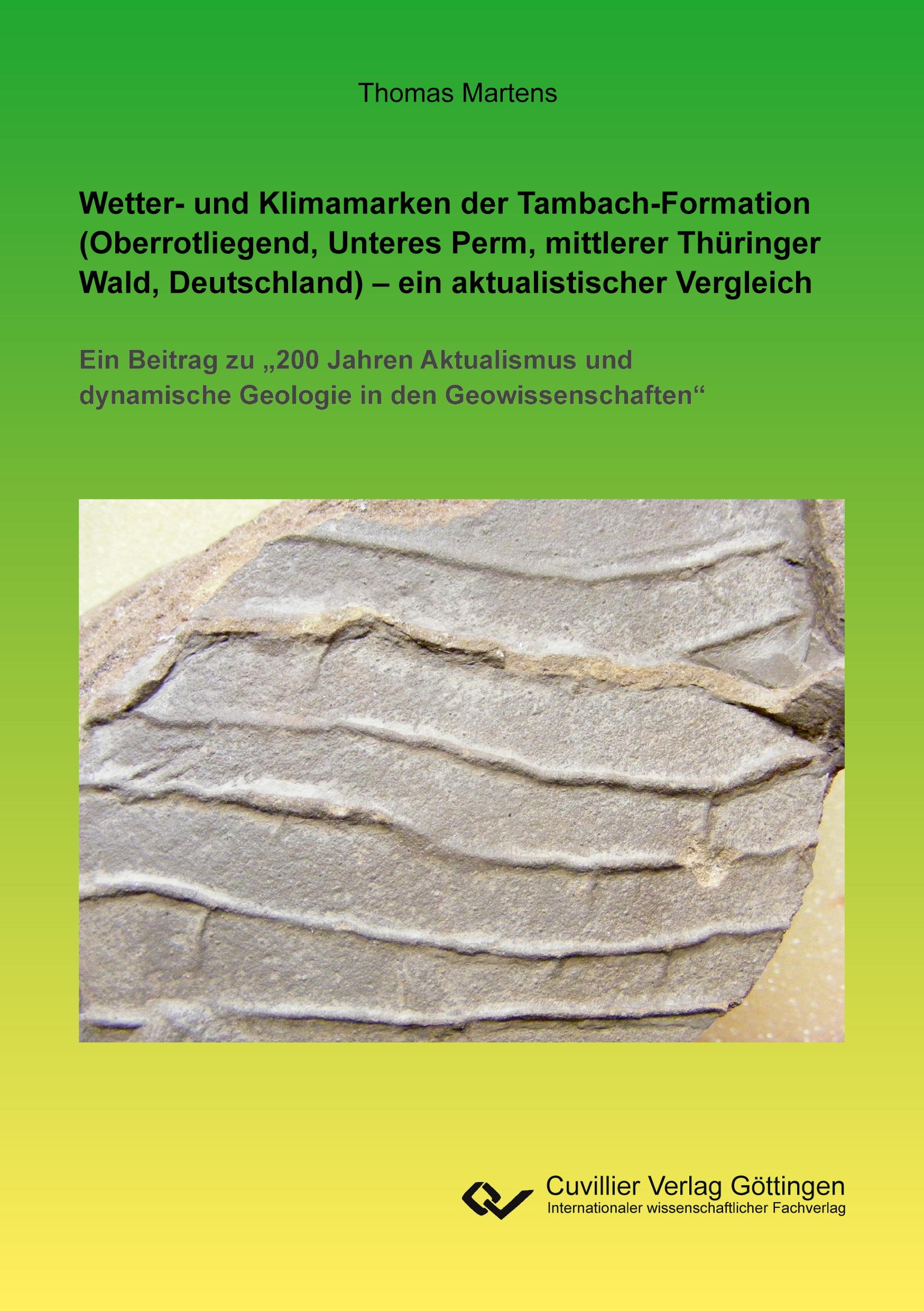 Vorderes Coverbild Wetter- und Klimamarken der Tambach-Formation (Oberrotliegend, Unteres Perm, mittlerer Thüringer Wald, Deutschland) - ein aktualistischer Vergleich. Ein Beitrag zu "200 Jahren Aktualismus und dynamische Geologie in den Geowissenschaften"
