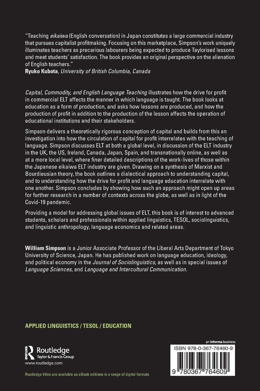 Rückseitencover Capital, Commodity, and English Language Teaching