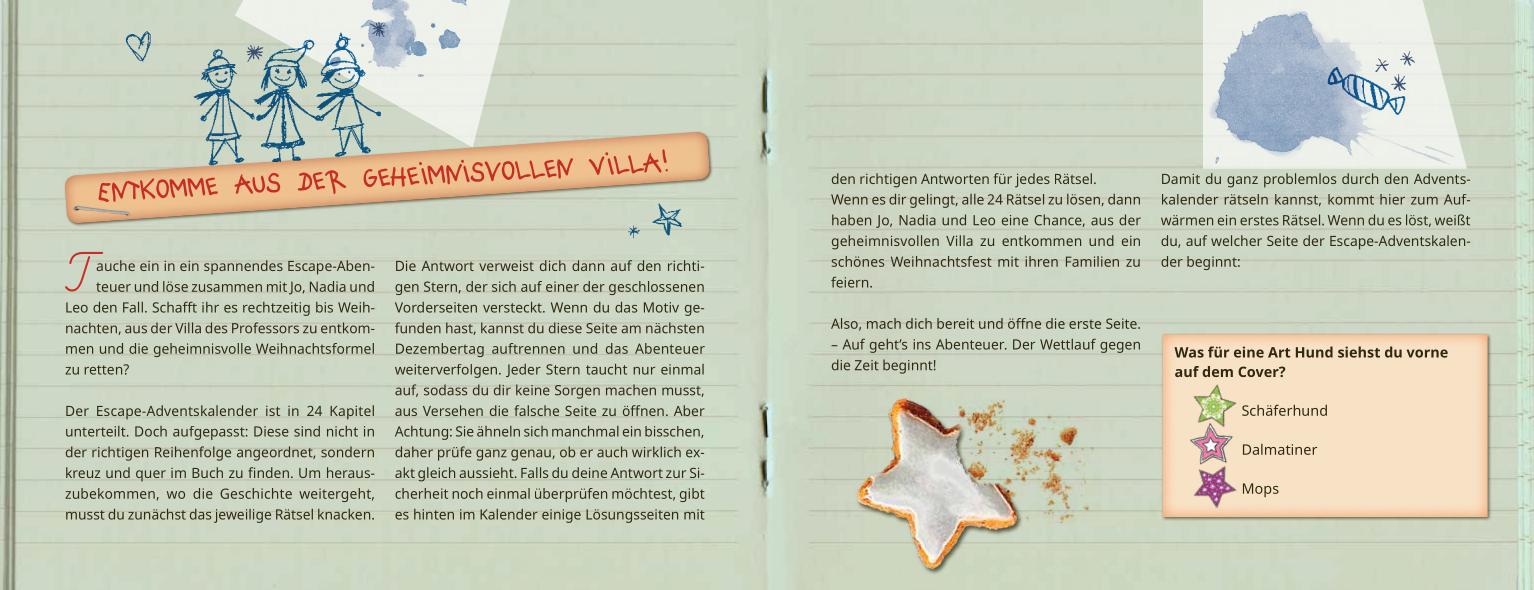 Beispielinhalt (Bild) Die geheimnisvolle Villa - Ein Escape-Adventskalender für Kids