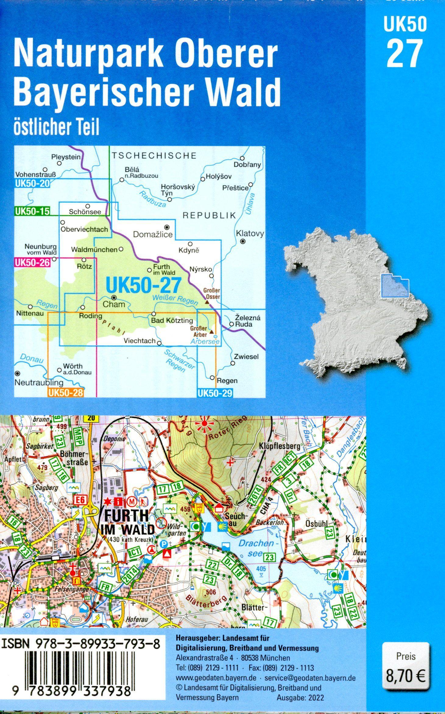 Beispielinhalt (Bild) Naturpark Oberer Bayerischer Wald, östlicher Teil 1 : 50 000 (UK50-27)