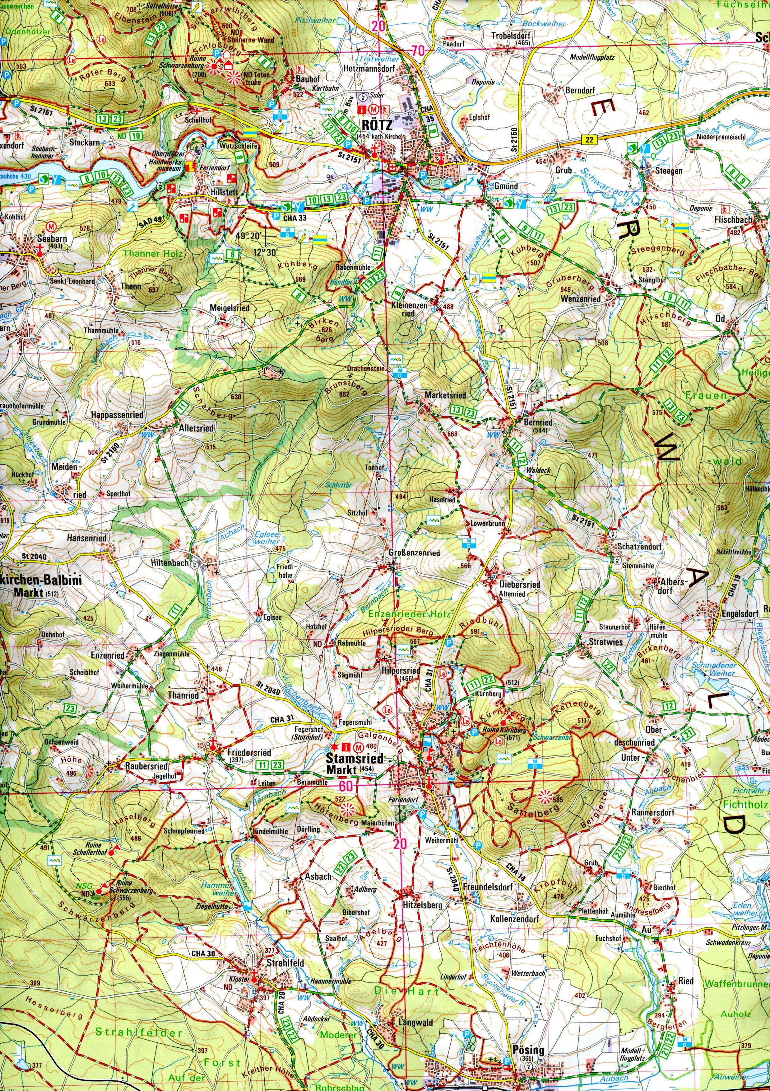 Beispielinhalt (Bild) Naturpark Oberer Bayerischer Wald, östlicher Teil 1 : 50 000 (UK50-27)