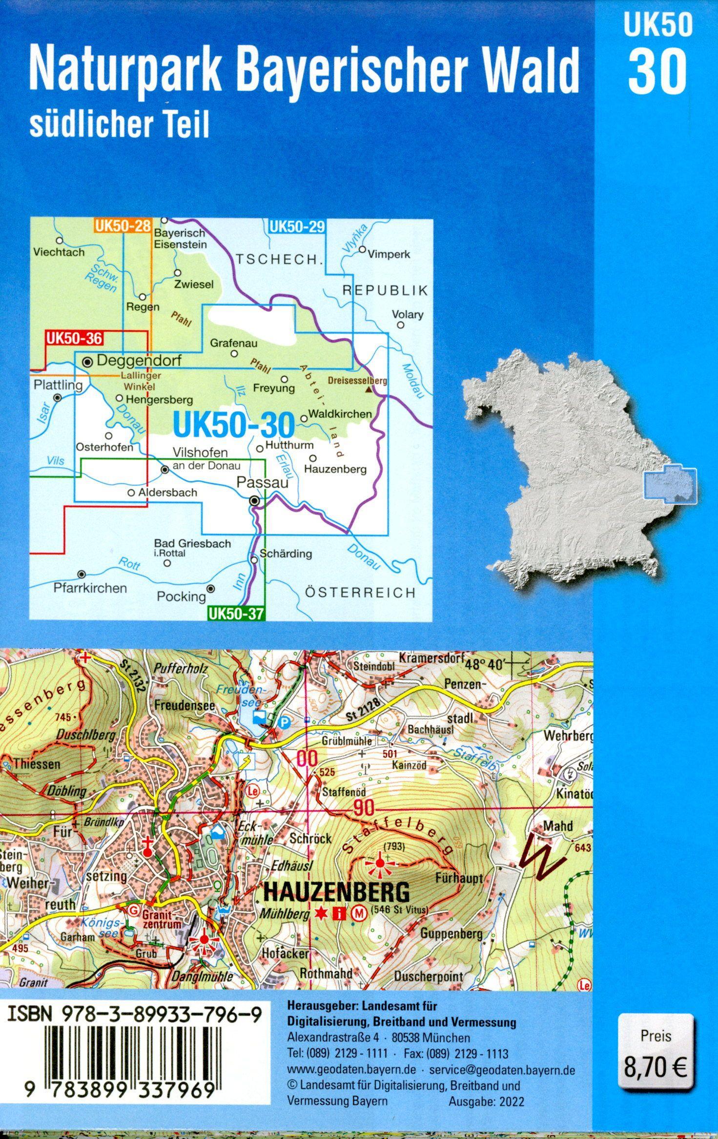 Beispielinhalt (Bild) Naturpark Bayerischer Wald - südlicher Teil 1 : 50 000 (UK50-30)