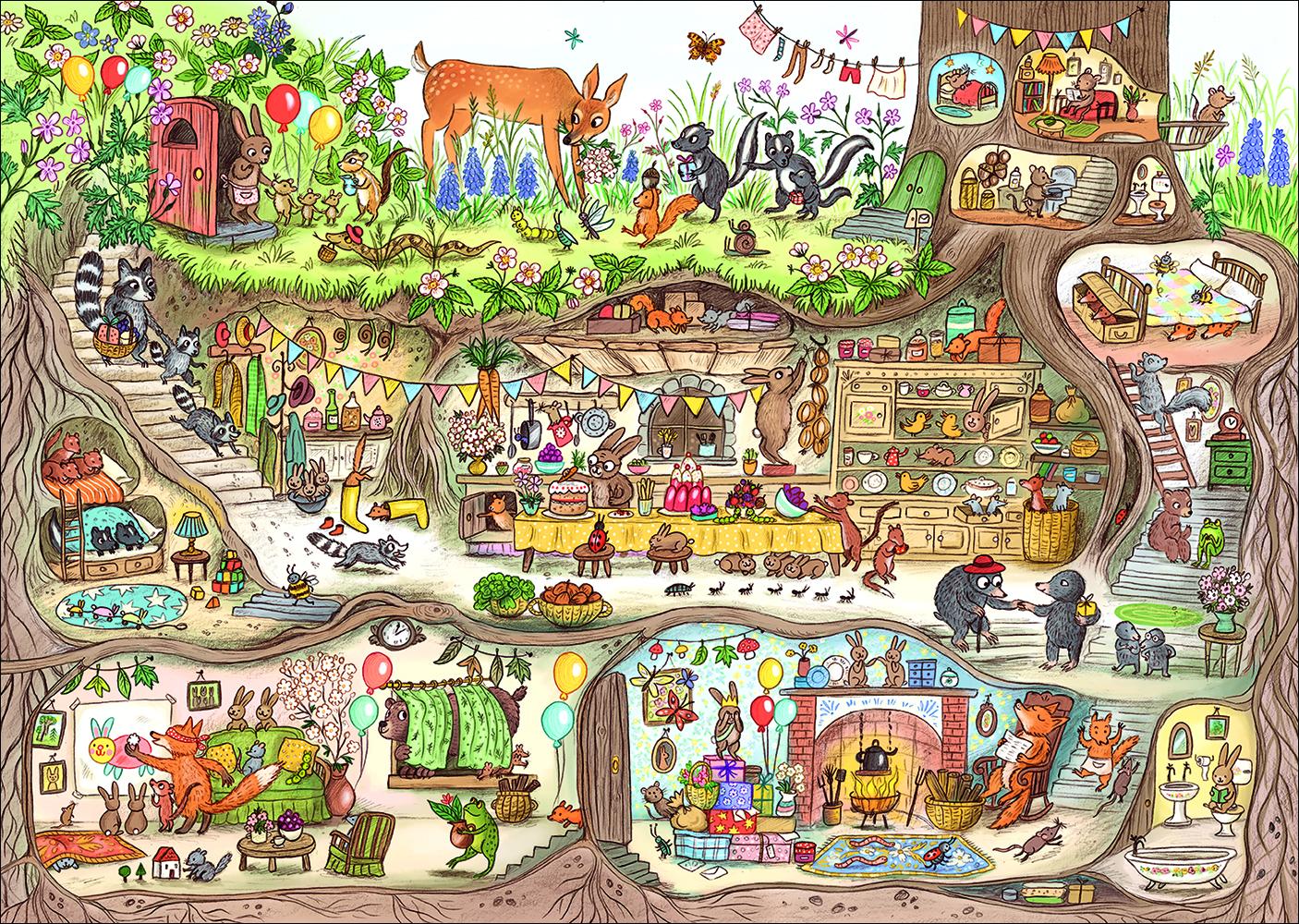 Beispielinhalt (Bild) Im Bärenwald. Kaninchens Geburtstag. Puzzle mit 100 Teilen für Kinder ab 4 Jahre