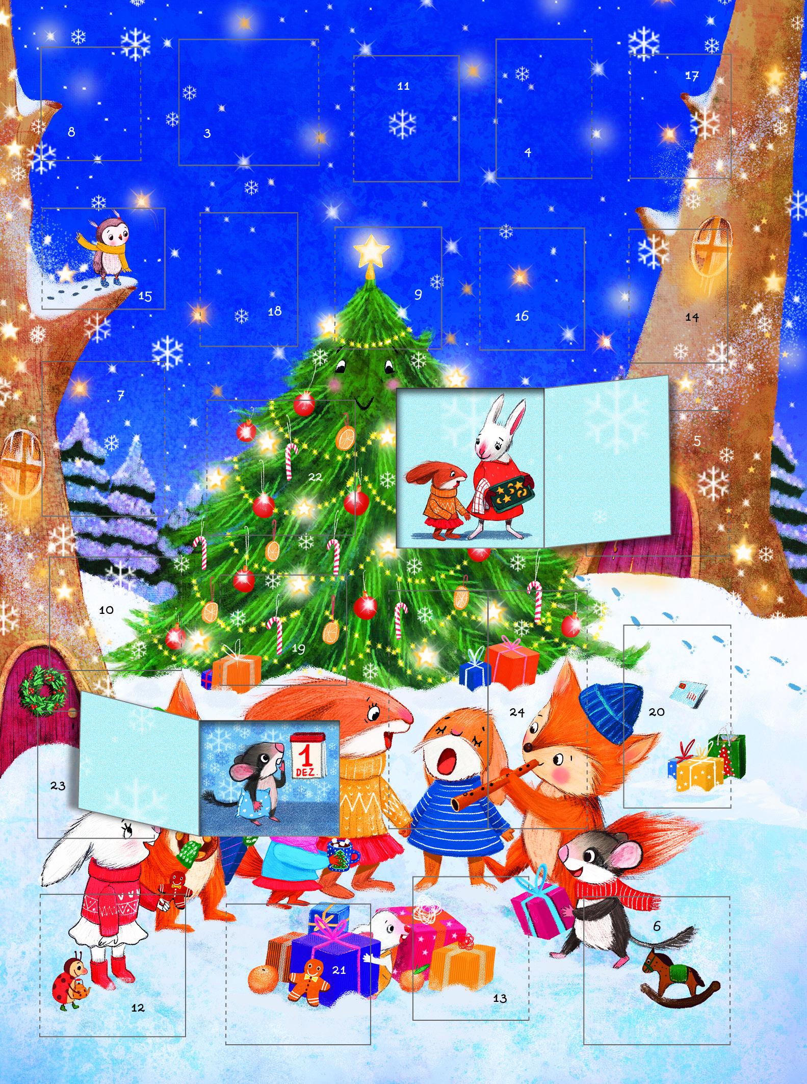 Beispielinhalt (Bild) Wie die Tierkinder auf Weihnachten warten