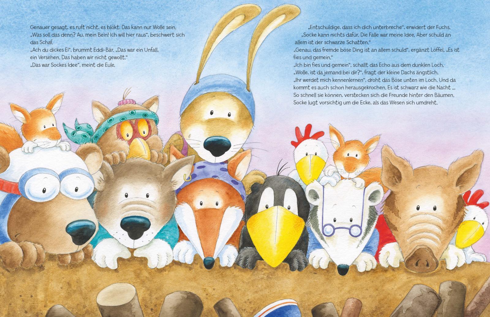 Beispielinhalt (Bild) Der kleine Rabe Socke: Alles deine Schuld! oder Der kleine Rabe hat nichts gemacht