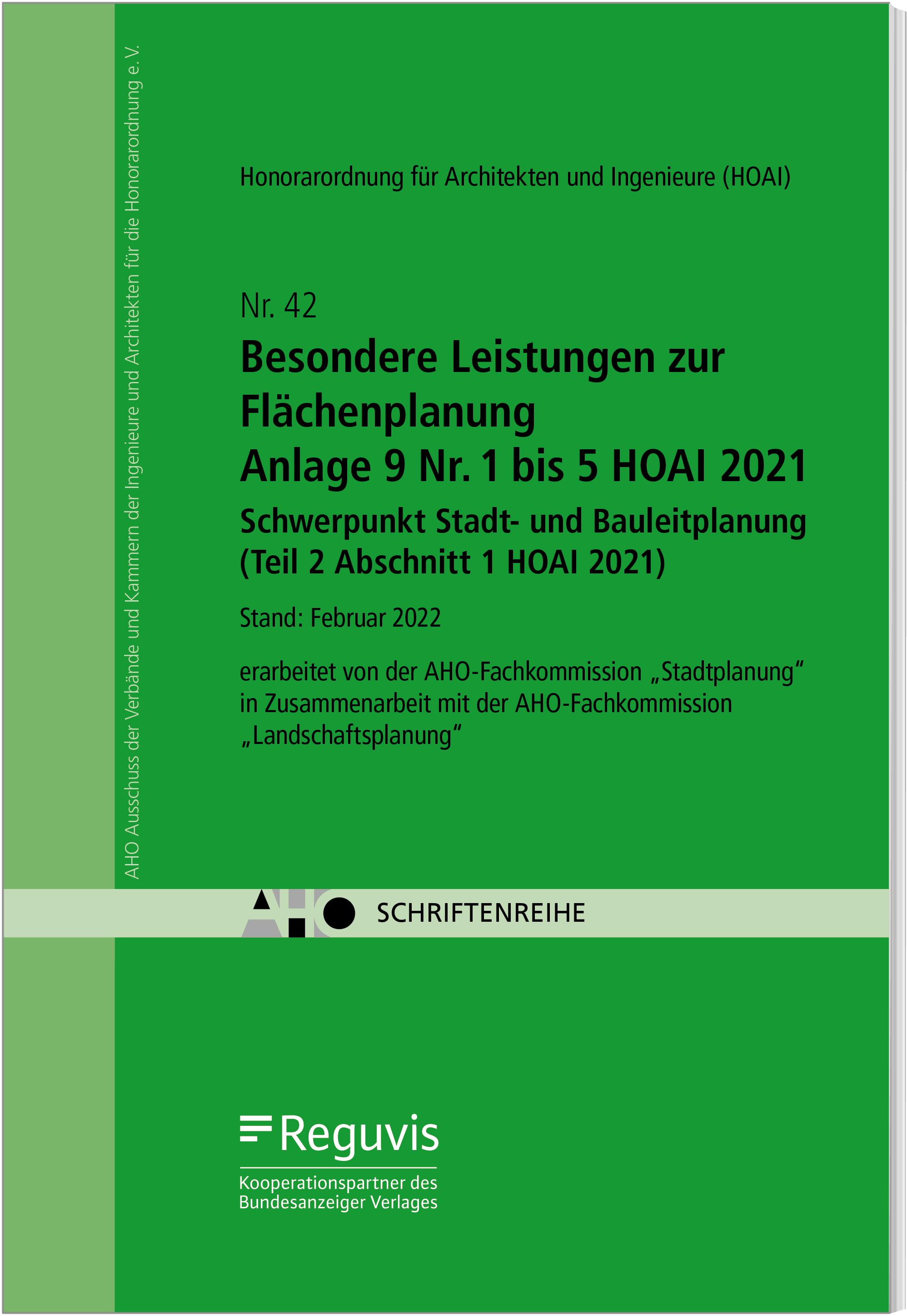 Vorderes Coverbild Besondere Leistungen zur Flächenplanung - Anlage 9 Nr. 1 bis 5 HOAI 2021 - Schwerpunkt Stadt- und Bauleitplanung (Teil 2 Abschnitt 1 HOAI 2021)