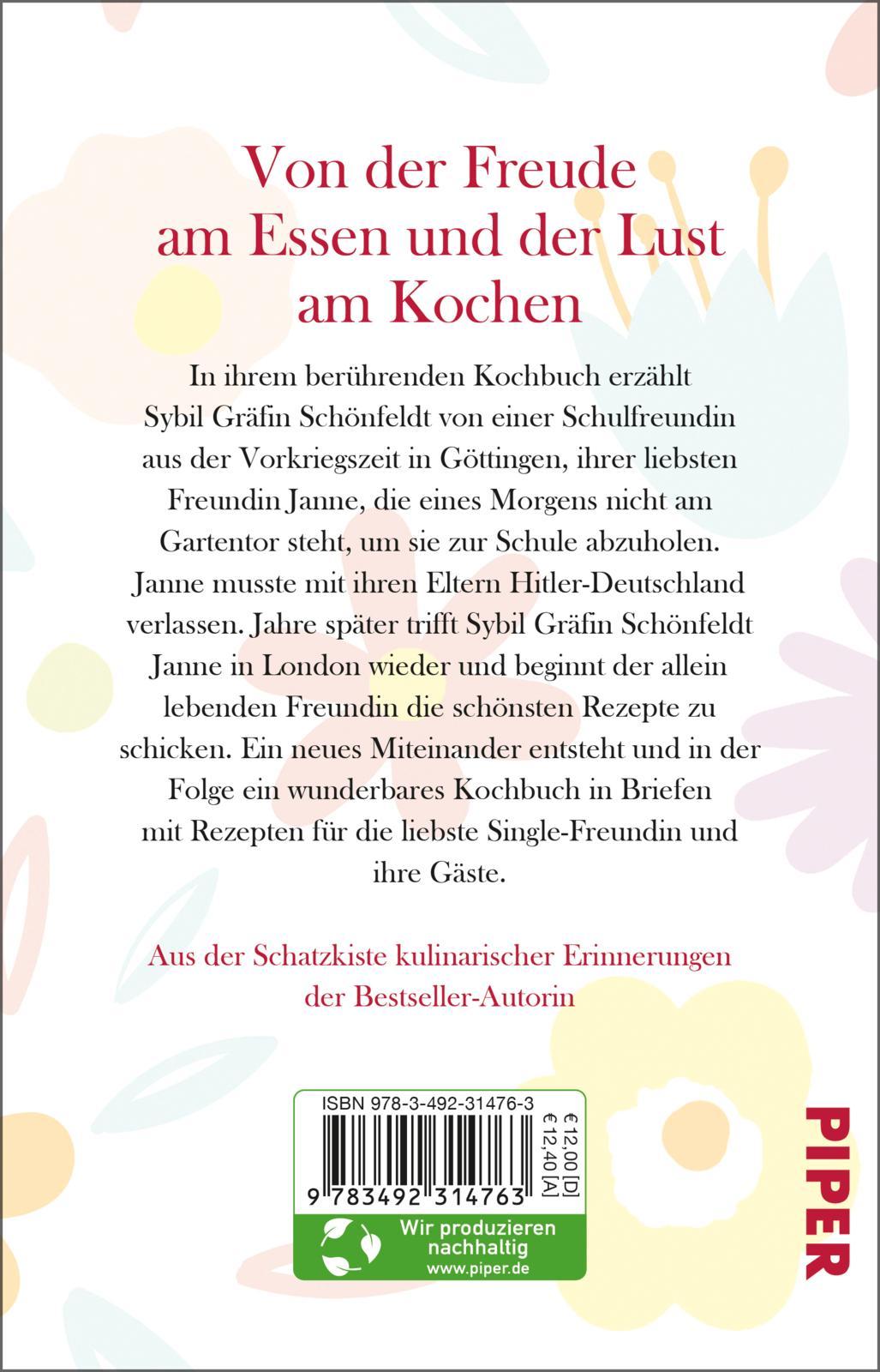 Rückseitencover Kochbuch für meine liebste Freundin