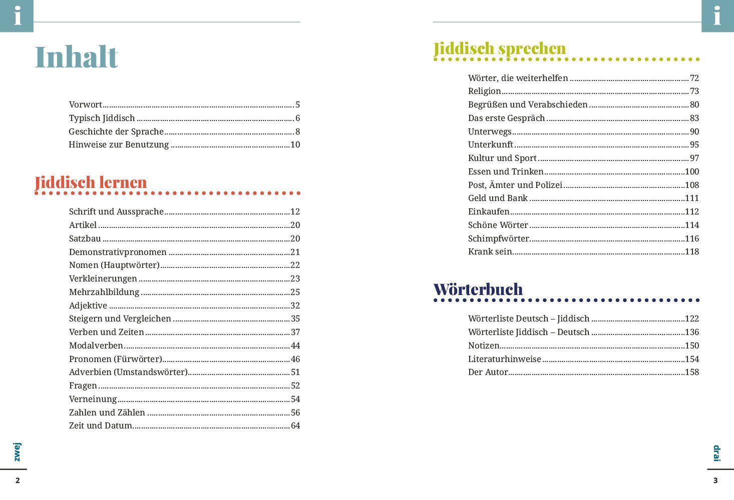 Beispielinhalt (Bild) Jiddisch - Wort für Wort