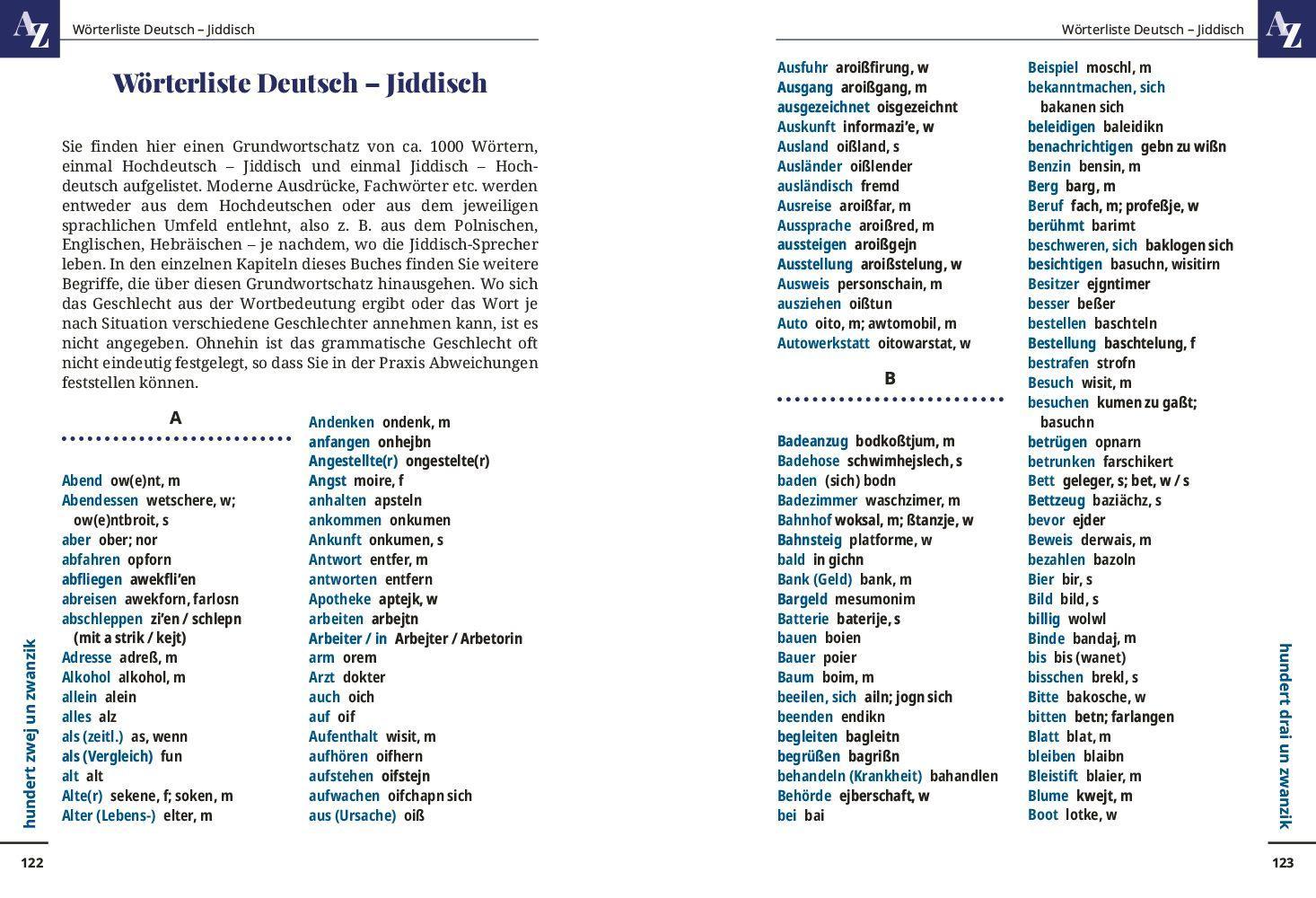 Beispielinhalt (Bild) Jiddisch - Wort für Wort