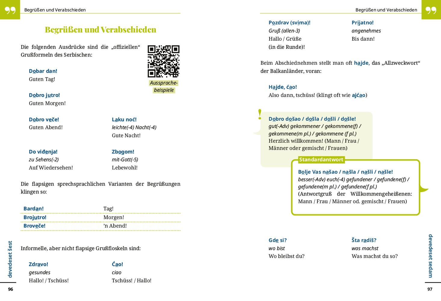 Beispielinhalt (Bild) Reise Know-How Sprachführer  Serbisch - Wort für Wort