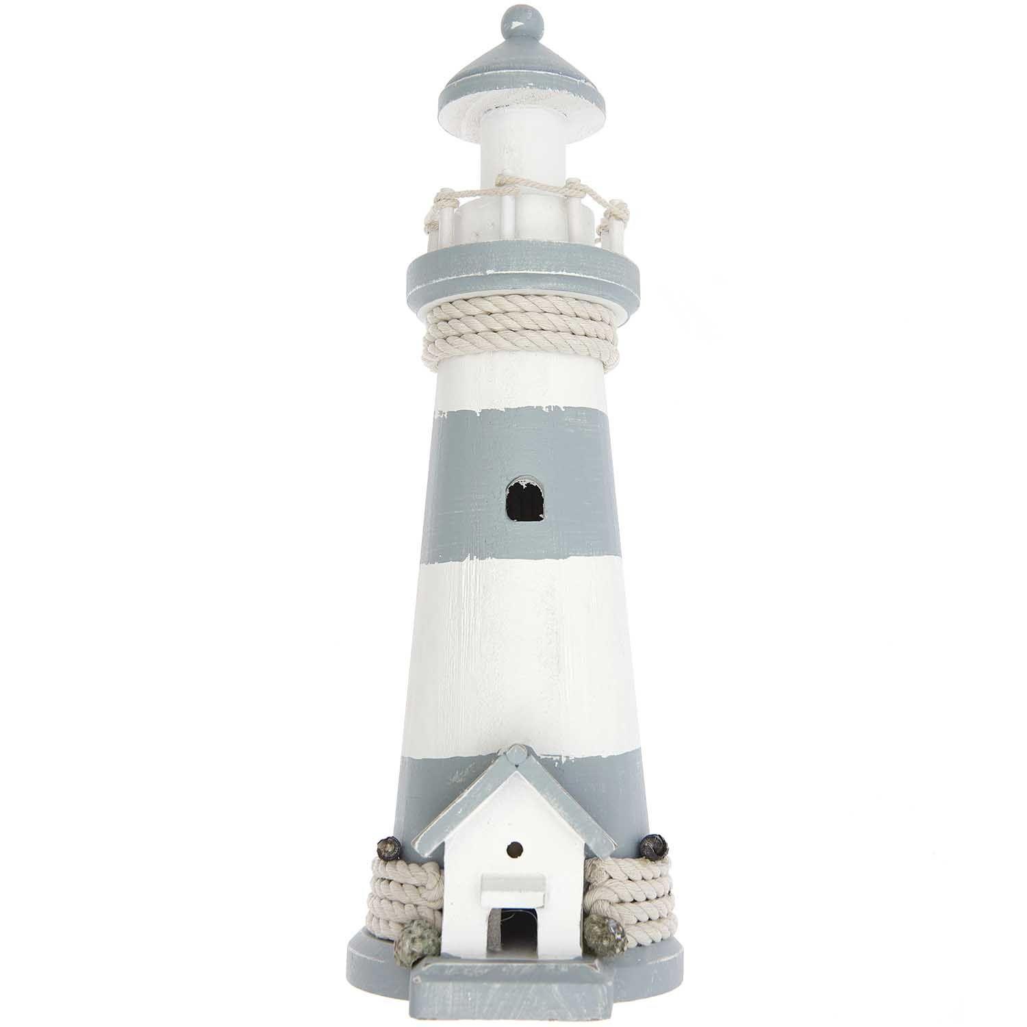 Vorderes Coverbild Holzdeko Leuchtturm, hellblau/weiß