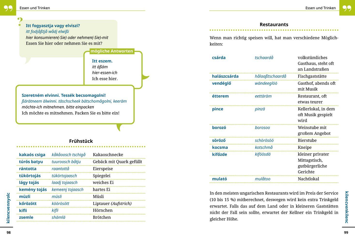 Beispielinhalt (Bild) Reise Know-How Sprachführer  Ungarisch - Wort für Wort