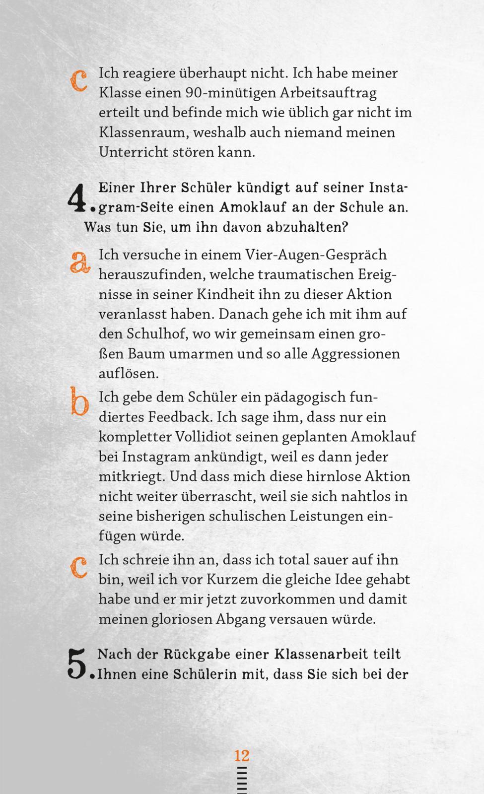 Beispielinhalt (Bild) Das böse Buch für Lehrer