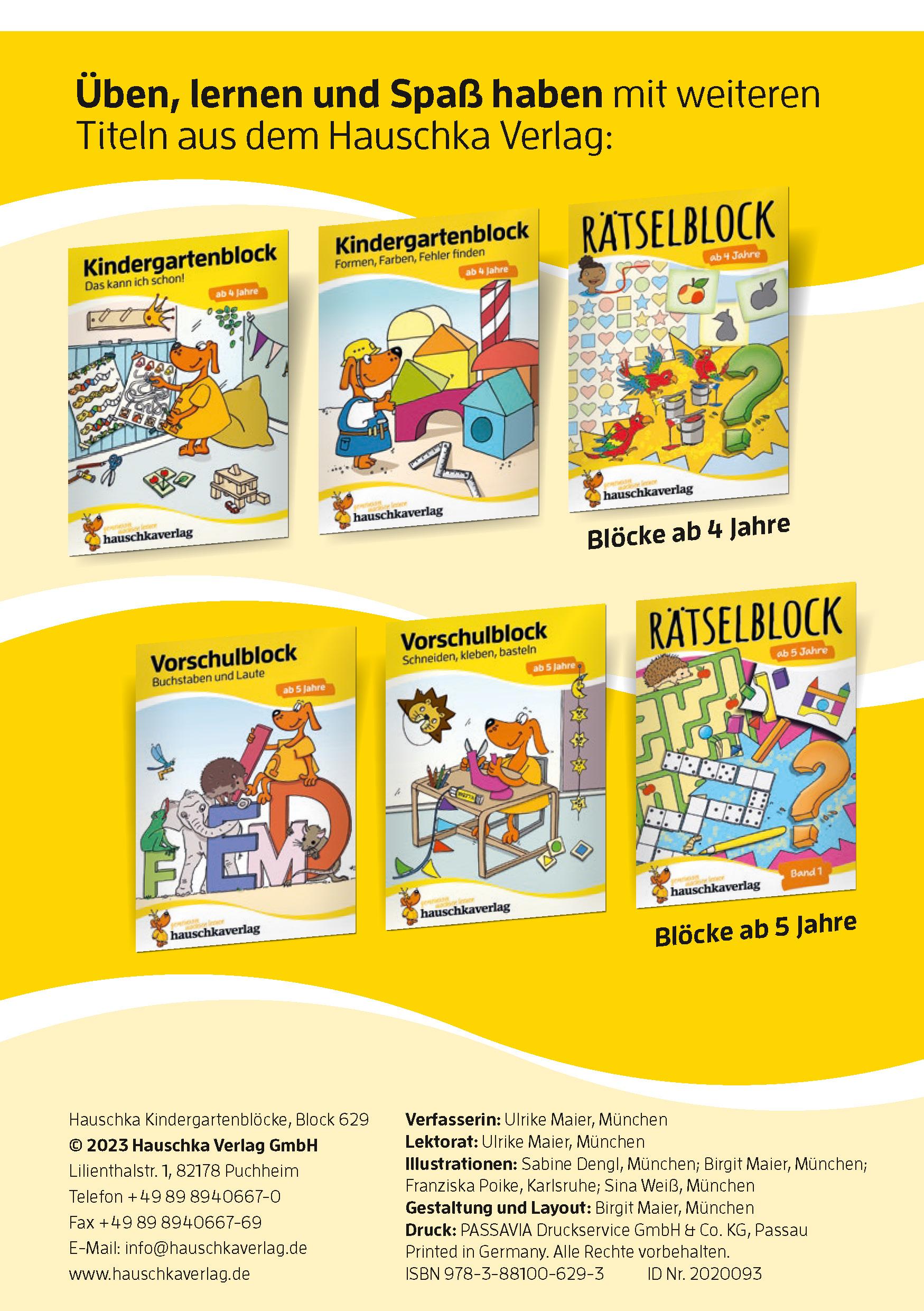 Beispielinhalt (Bild) Kindergartenblock ab 4 Jahre - Schneiden, kleben, basteln