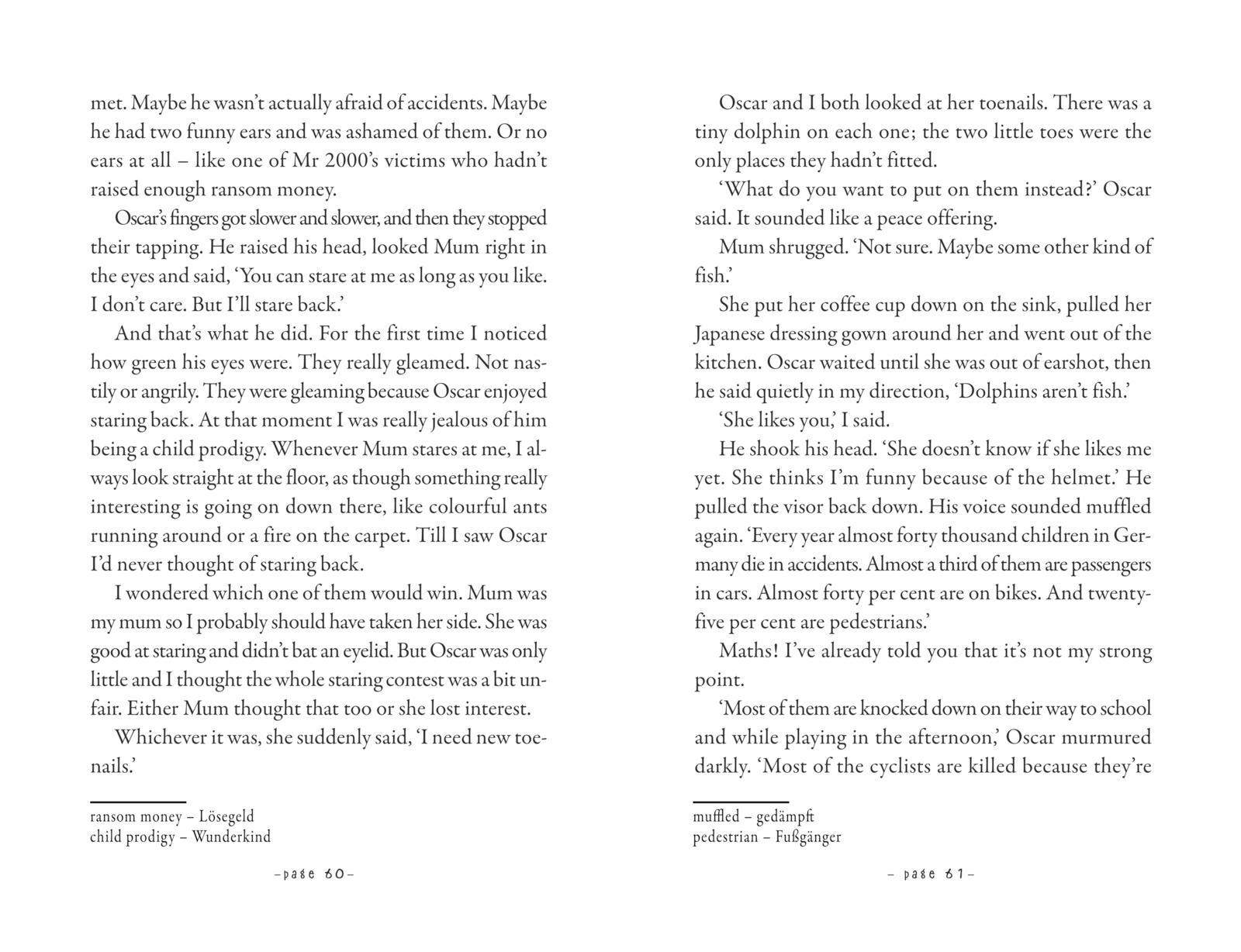 Beispielinhalt (Bild) The Pasta Detectives - Rico, Oskar und die Tieferschatten (englische Ausgabe mit Vokabelhilfen) (Rico und Oskar 1)