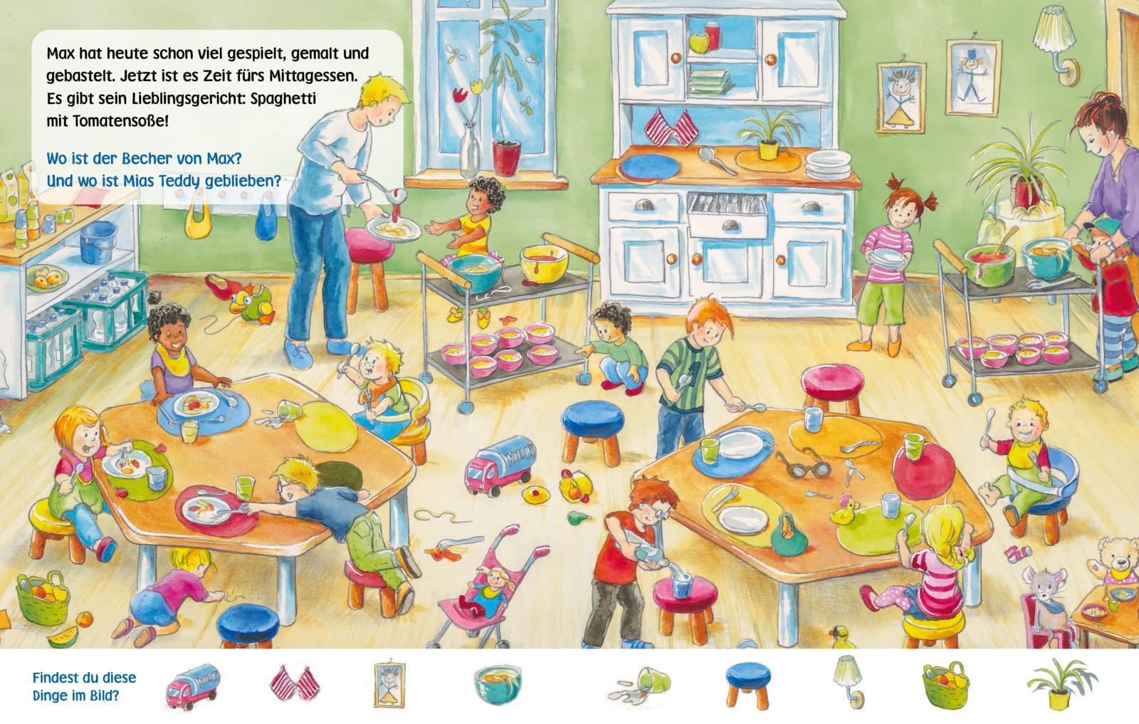 Beispielinhalt (Bild) Unkaputtbar: Mein erstes Wimmelbuch: Ein Tag in der Kita