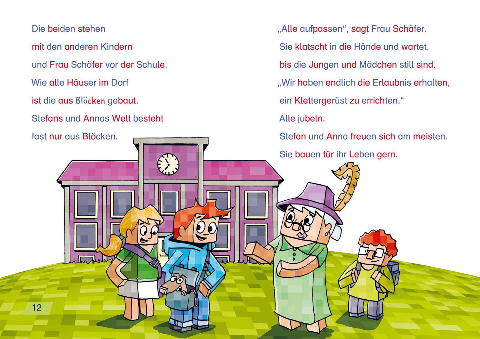 Beispielinhalt (Bild) Minecraft Silben-Geschichte: Abenteuer - bis die Schule wackelt!