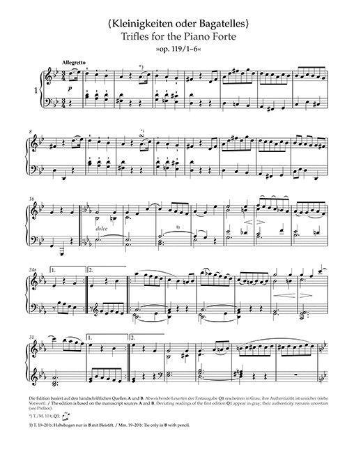 Beispielinhalt (Bild) Sämtliche Bagatellen für Klavier (mit Bagatelle WoO 59 "Für Elise")