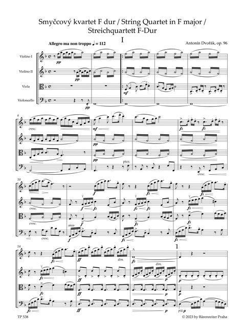 Beispielinhalt (Bild) Streichquartett Nr. 12 F-Dur op. 96 "Amerikanisches Quartett"