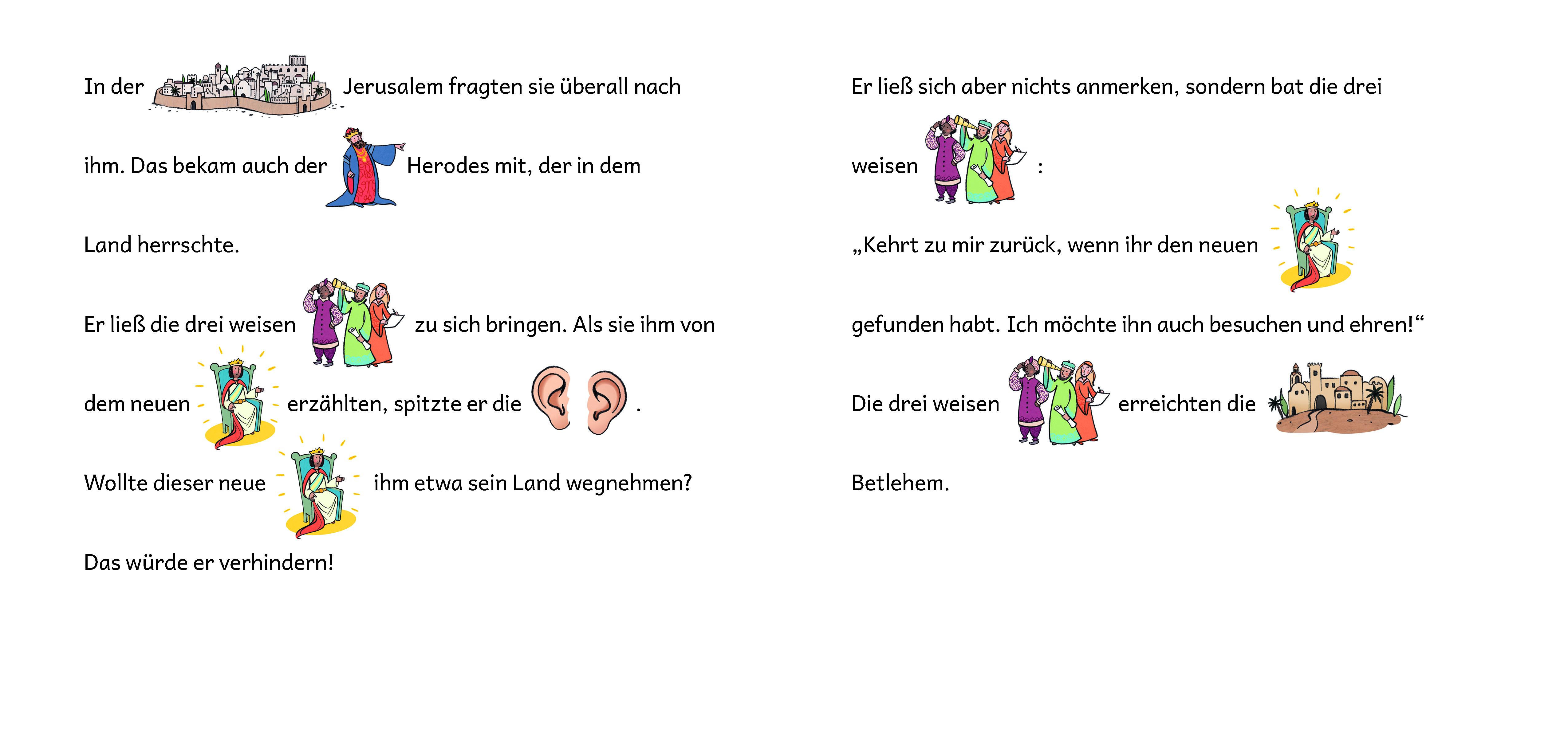 Beispielinhalt (Bild) In einem Stall in Betlehem ...  Die Weihnachtsgeschichte in Bildwörtern