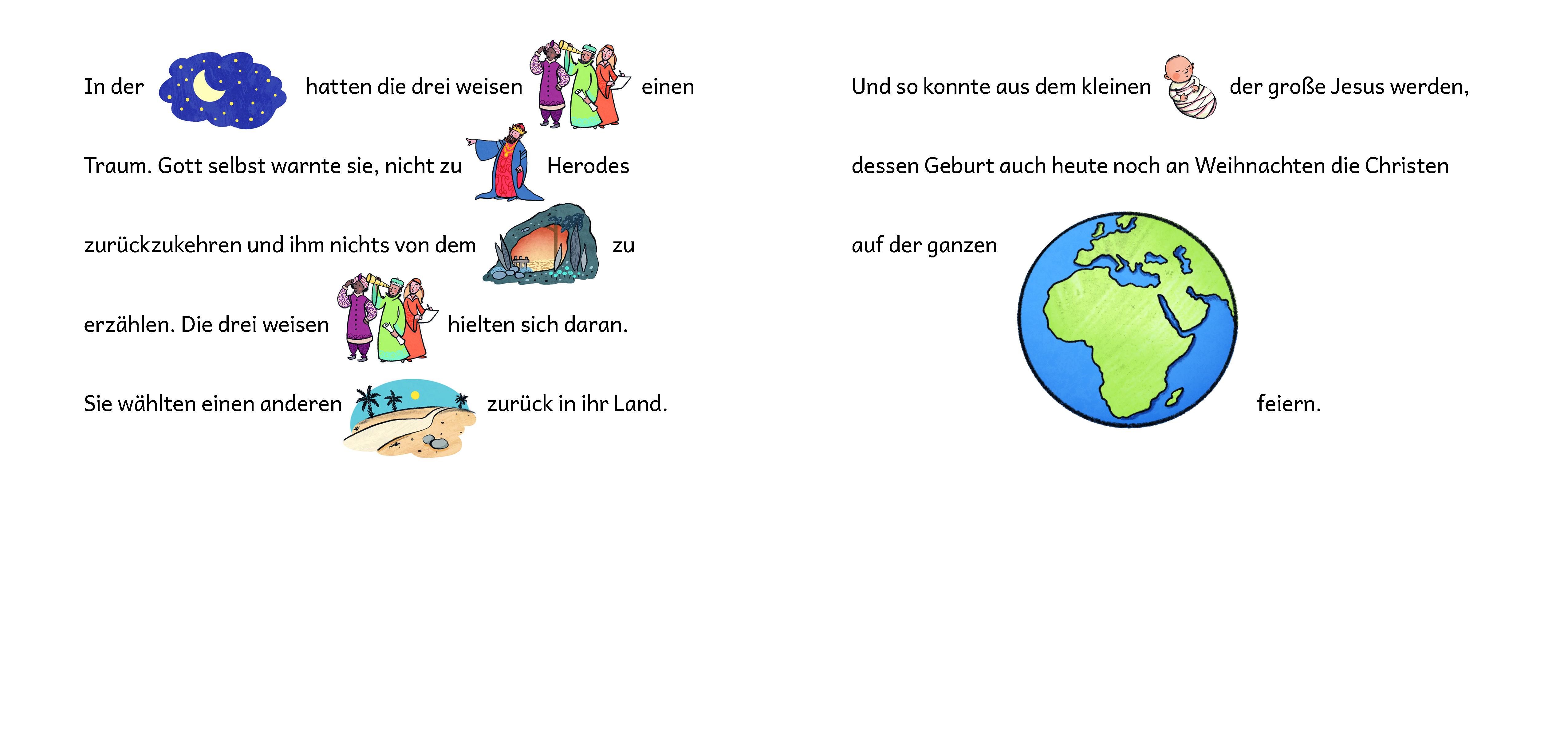 Beispielinhalt (Bild) In einem Stall in Betlehem ...  Die Weihnachtsgeschichte in Bildwörtern