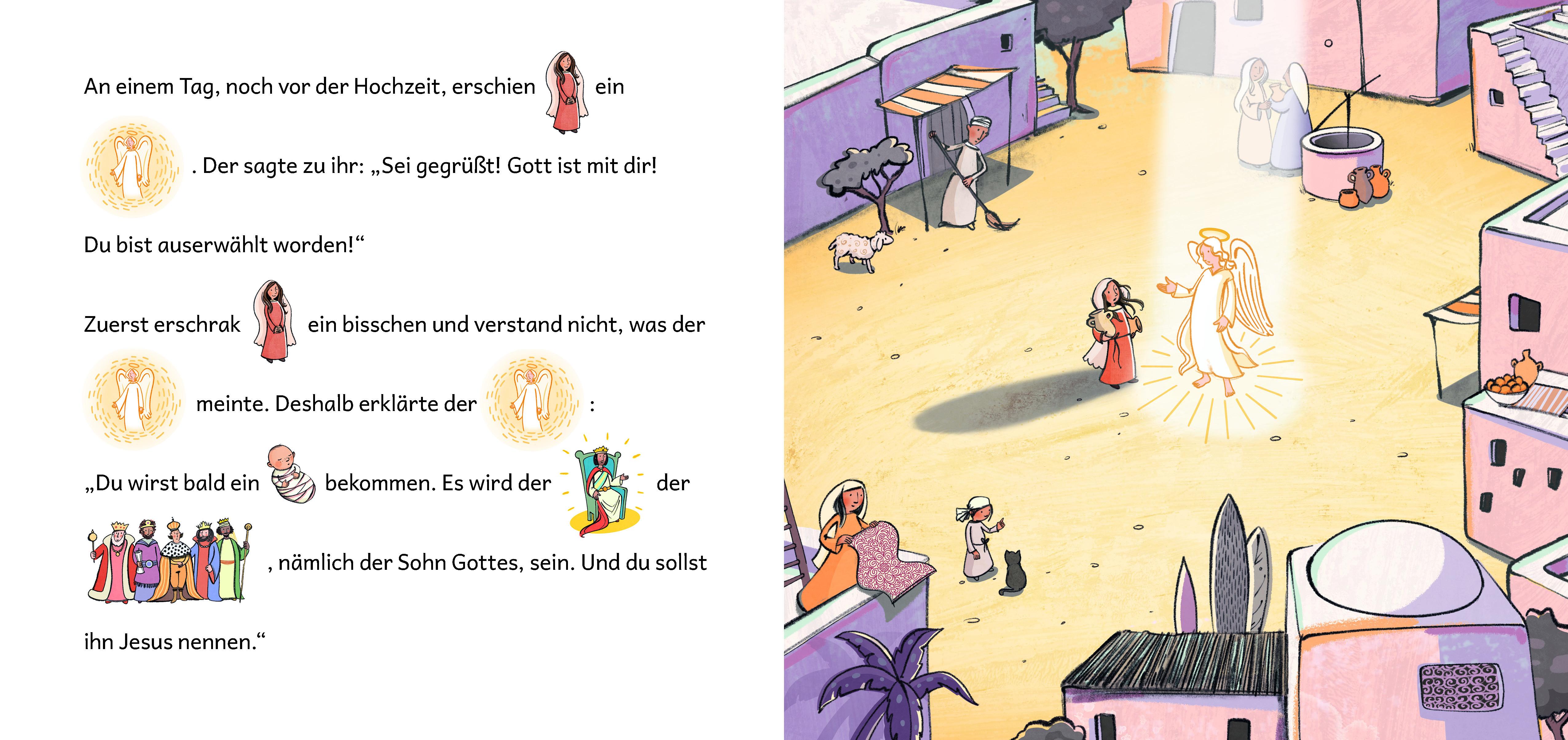 Beispielinhalt (Bild) In einem Stall in Betlehem ...  Die Weihnachtsgeschichte in Bildwörtern