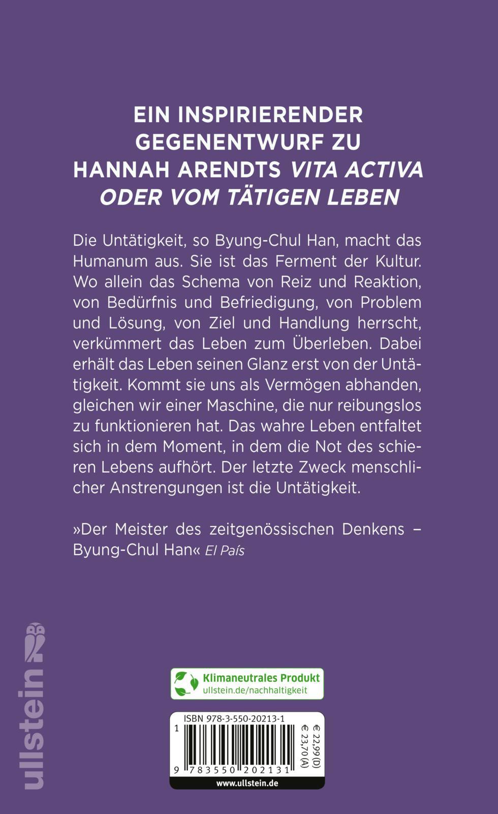 Rückseitencover Vita contemplativa