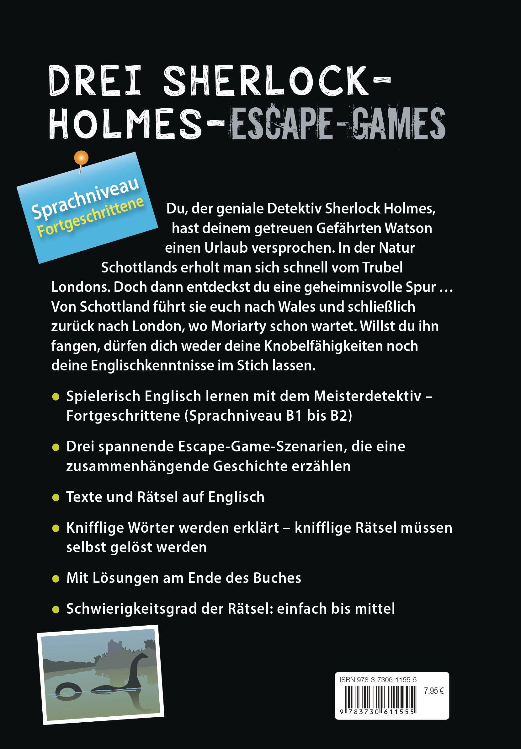 Beispielinhalt (Bild) Sherlock Holmes Escape Book. Spielend Englisch lernen - für Fortgeschrittene Sprachniveau B1-B2