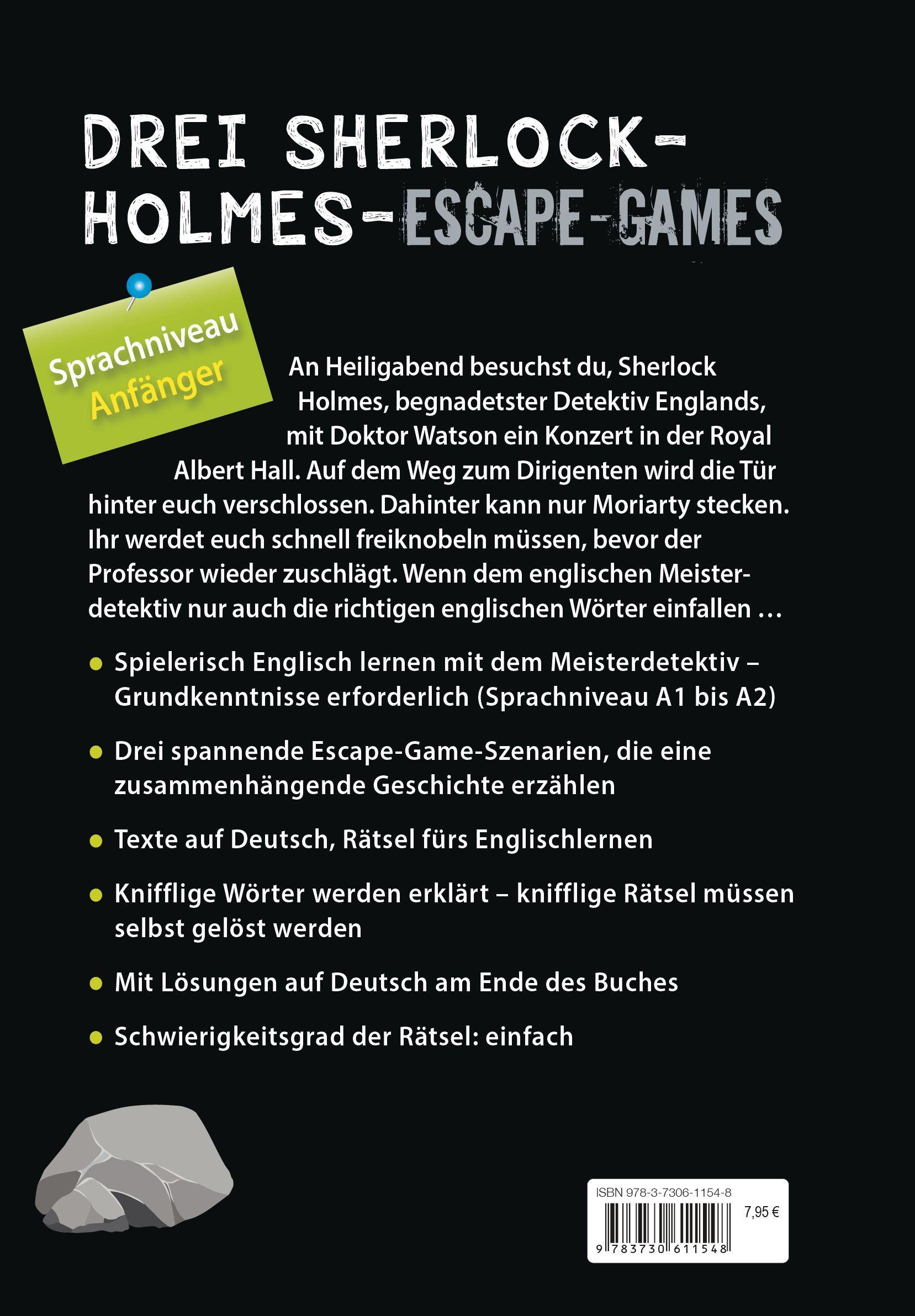 Beispielinhalt (Bild) Sherlock Holmes Escape Book. Spielend Englisch lernen - für Anfänger Sprachniveau A1-A2