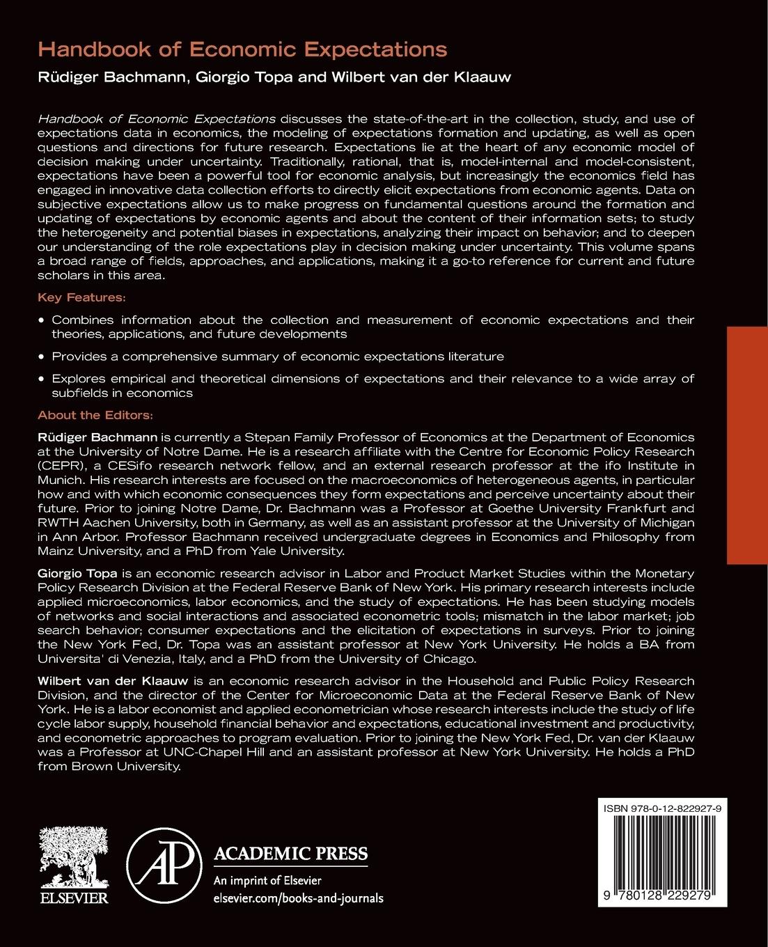 Rückseitencover Handbook of Economic Expectations