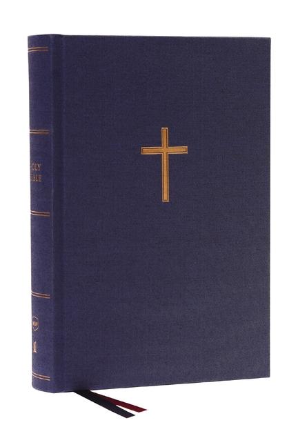 Vorderes Coverbild NKJV, Single-Column Wide-Margin Reference Bible, Cloth over Board, Blue, Red Letter, Comfort Print