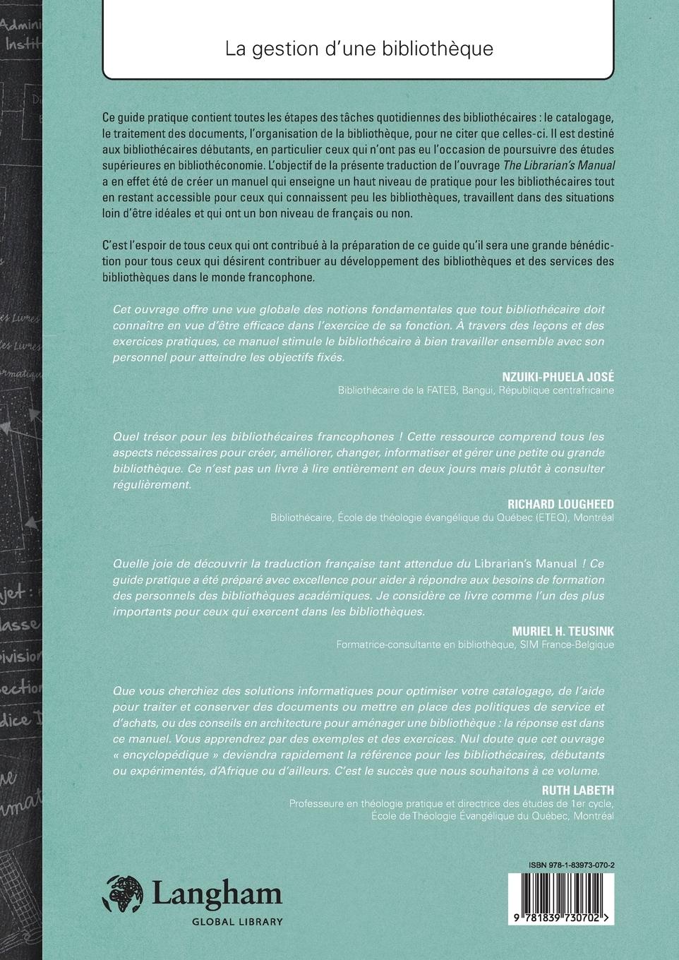 Rückseitencover La gestion d'une bibliothèque