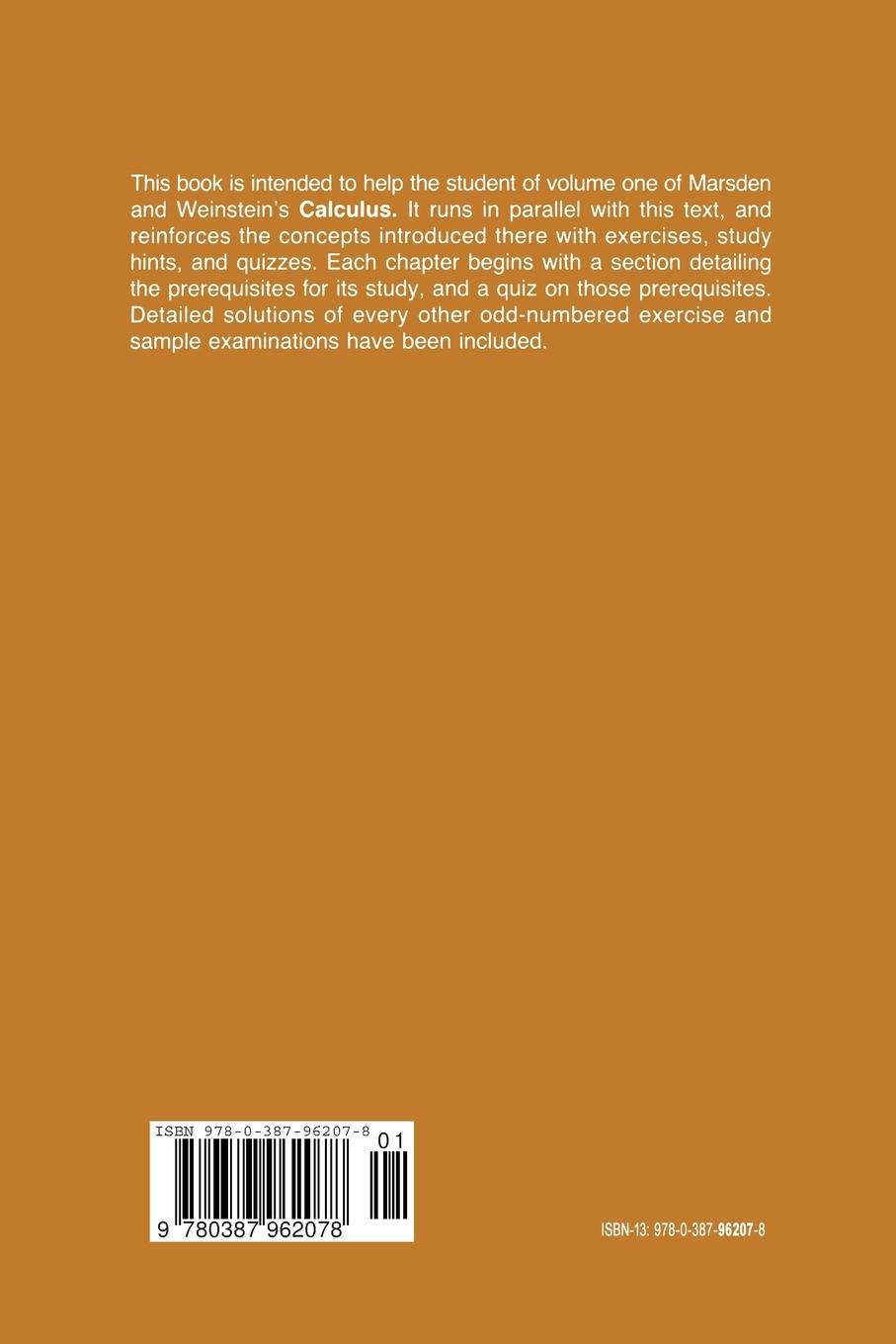 Rückseitencover Student's Guide to Calculus by J. Marsden and A. Weinstein