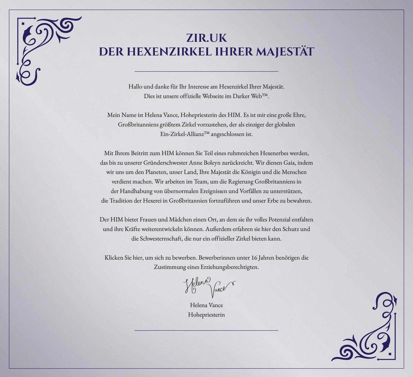 Beispielinhalt (Bild) Der Hexenzirkel Ihrer Majestät. Das begabte Kind
