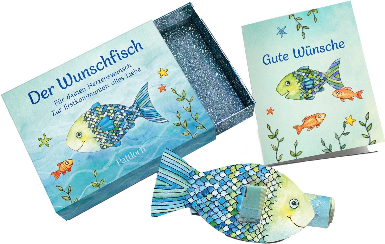 Beispielinhalt (Bild) Der Wunschfisch. Für deinen Herzenswunsch. Zur Erstkommunion alles Liebe