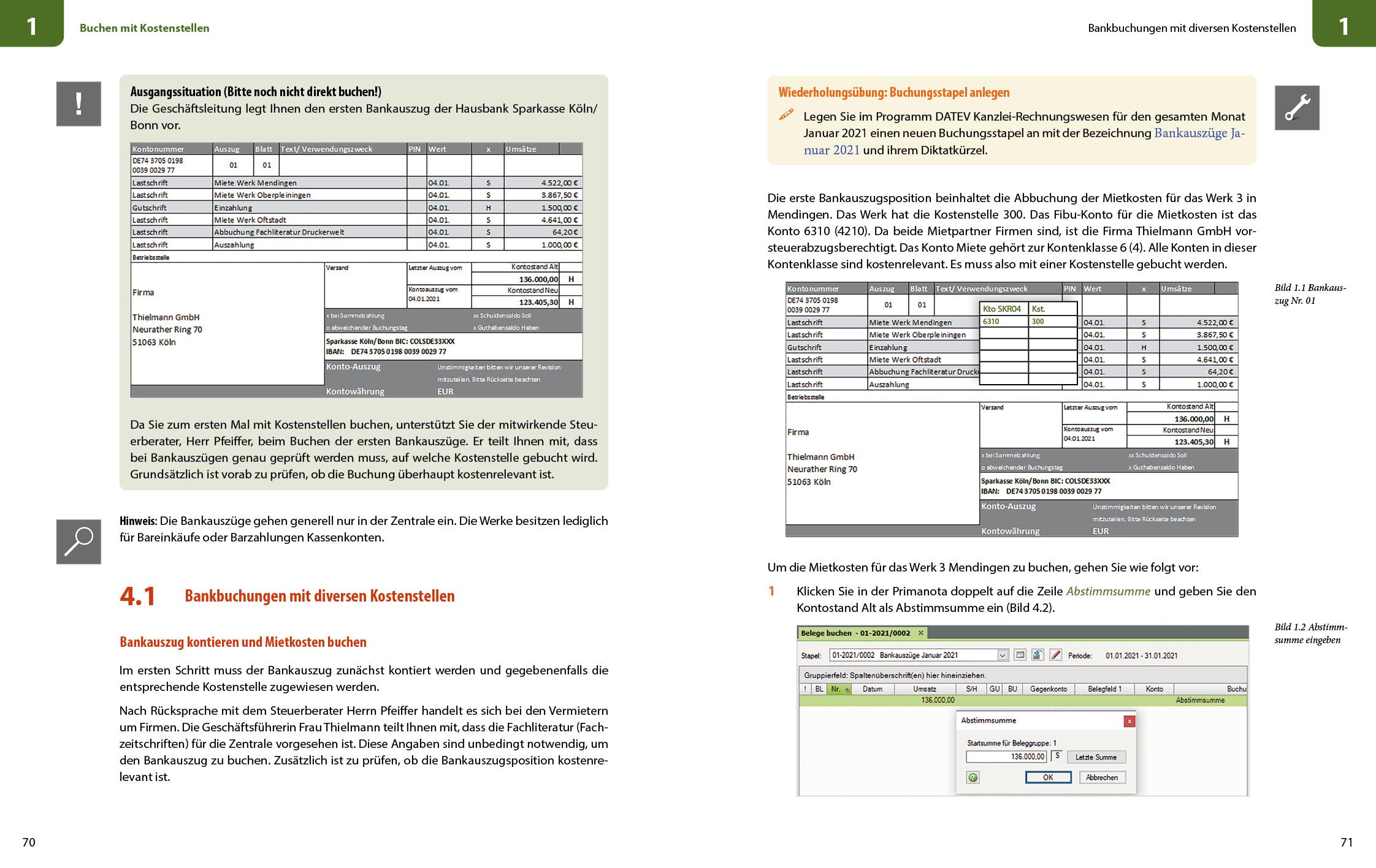 Beispielinhalt (Bild) Finanzbuchhaltung mit Kostenstellen/Kostenträgern in der Praxis mit DATEV Kanzlei-Rechnungswesen