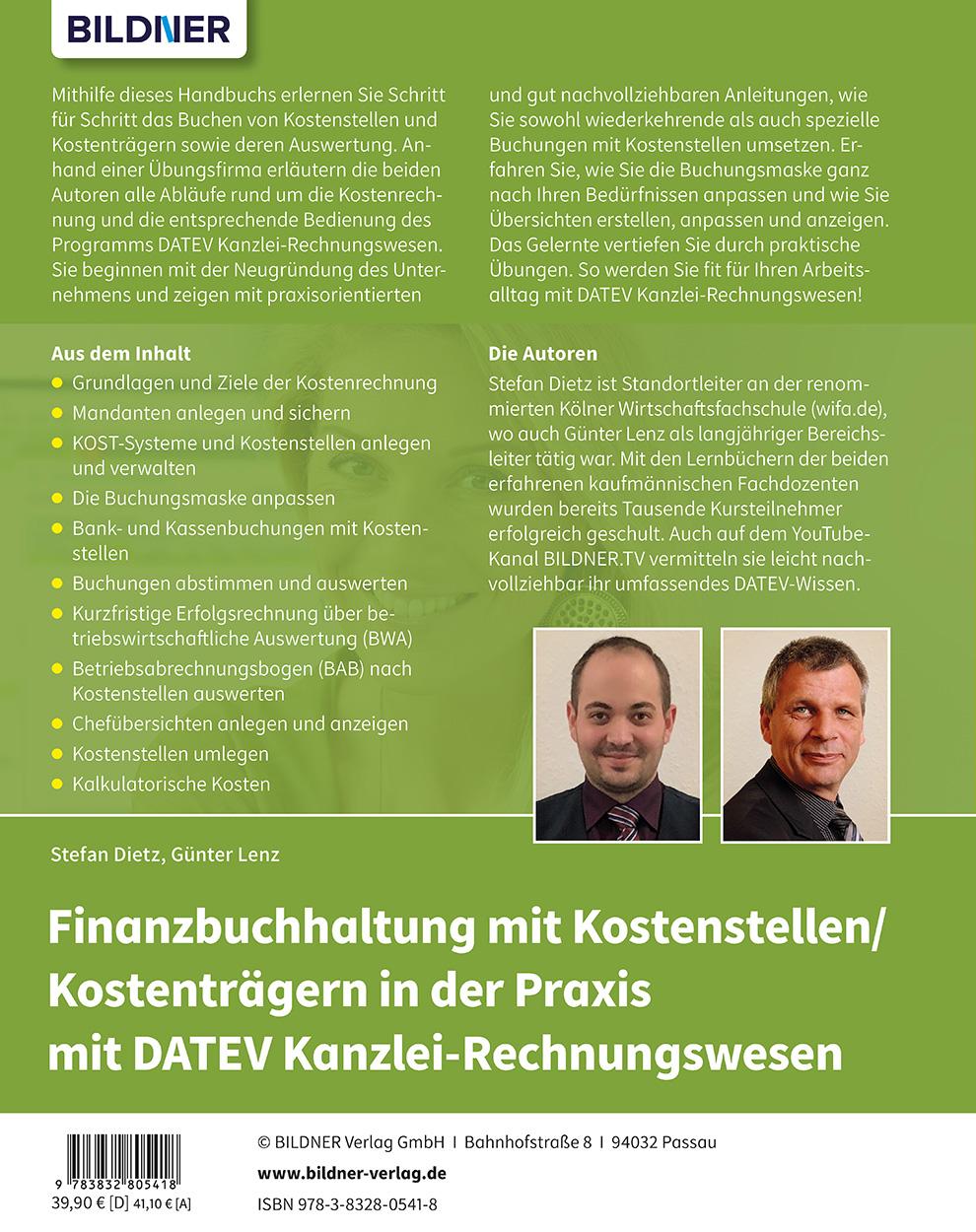 Rückseitencover Finanzbuchhaltung mit Kostenstellen/Kostenträgern in der Praxis mit DATEV Kanzlei-Rechnungswesen