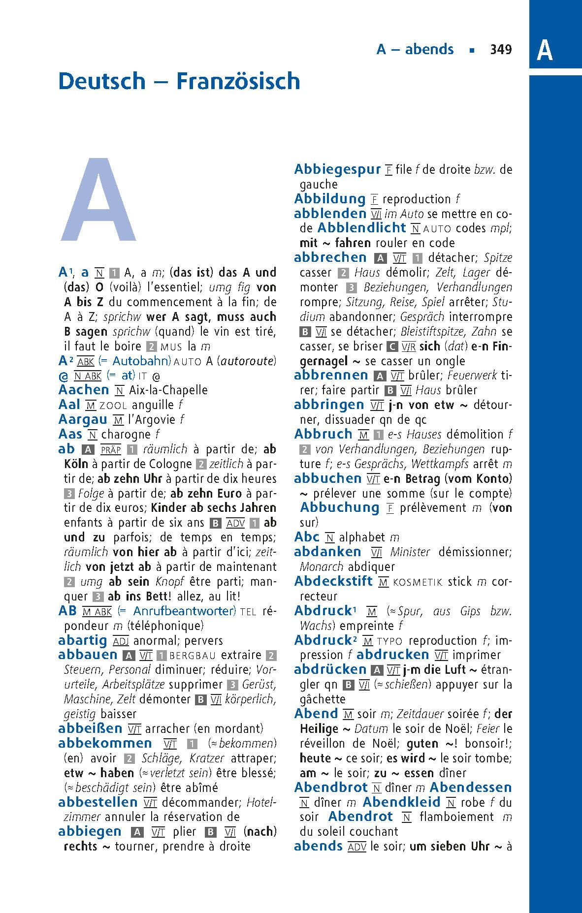 Beispielinhalt (Bild) Langenscheidt Praktisches Wörterbuch Französisch