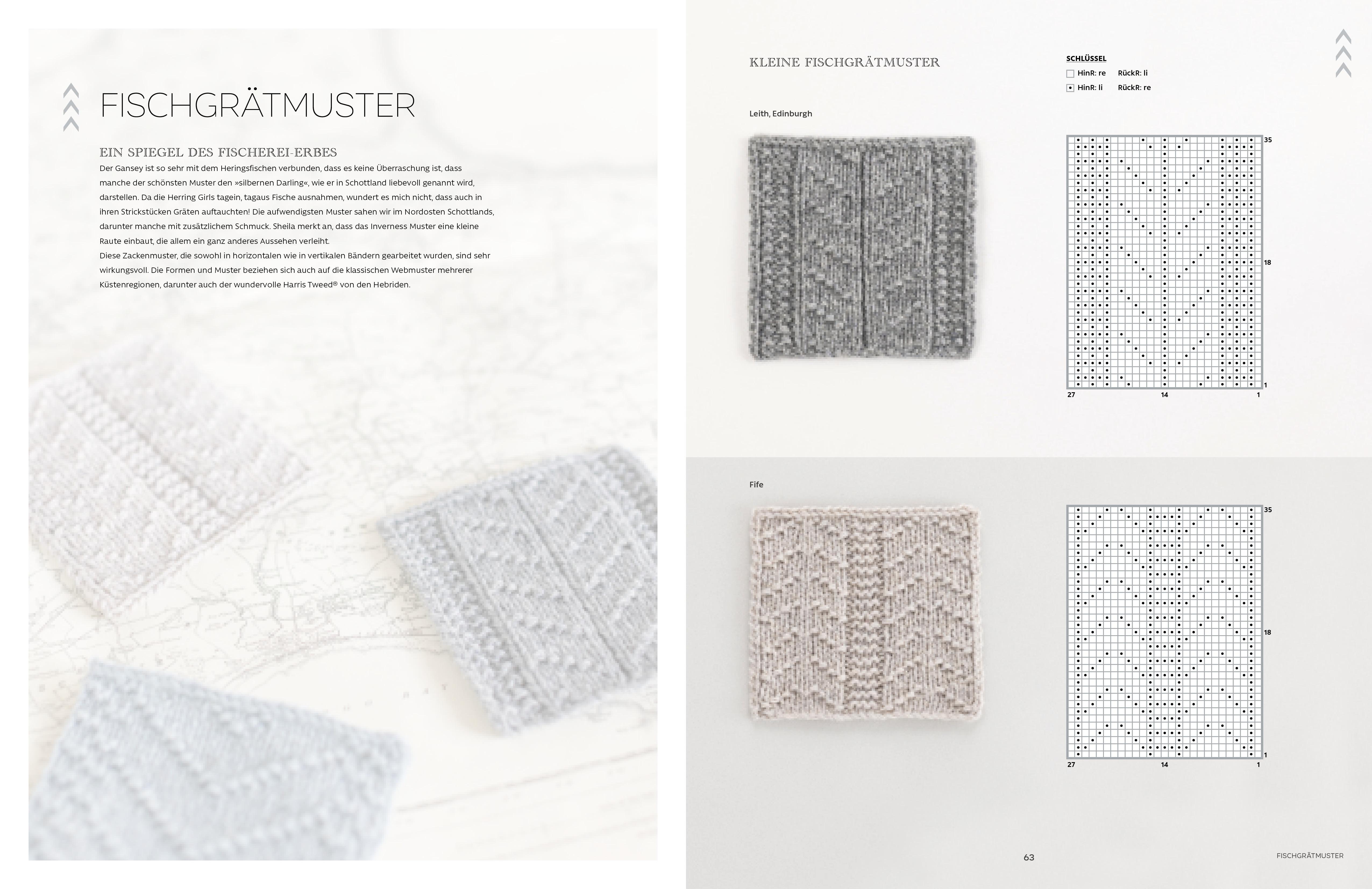 Beispielinhalt (Bild) Ganseys. 150 Strickmuster und 10 Modelle inspiriert vom traditionellen Fischerpullover