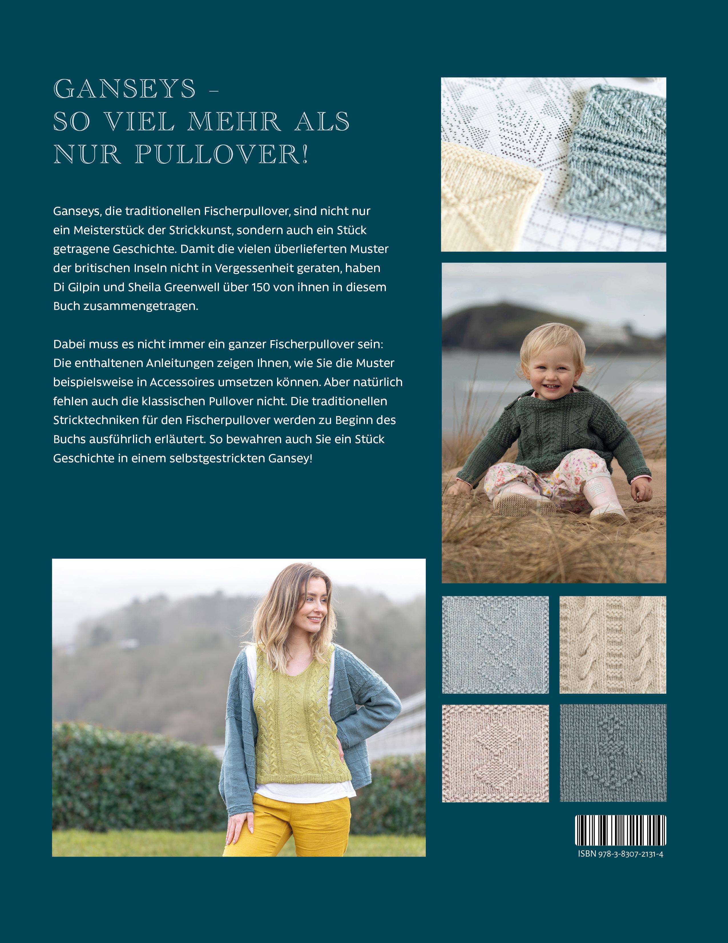 Rückseitencover Ganseys. 150 Strickmuster und 10 Modelle inspiriert vom traditionellen Fischerpullover