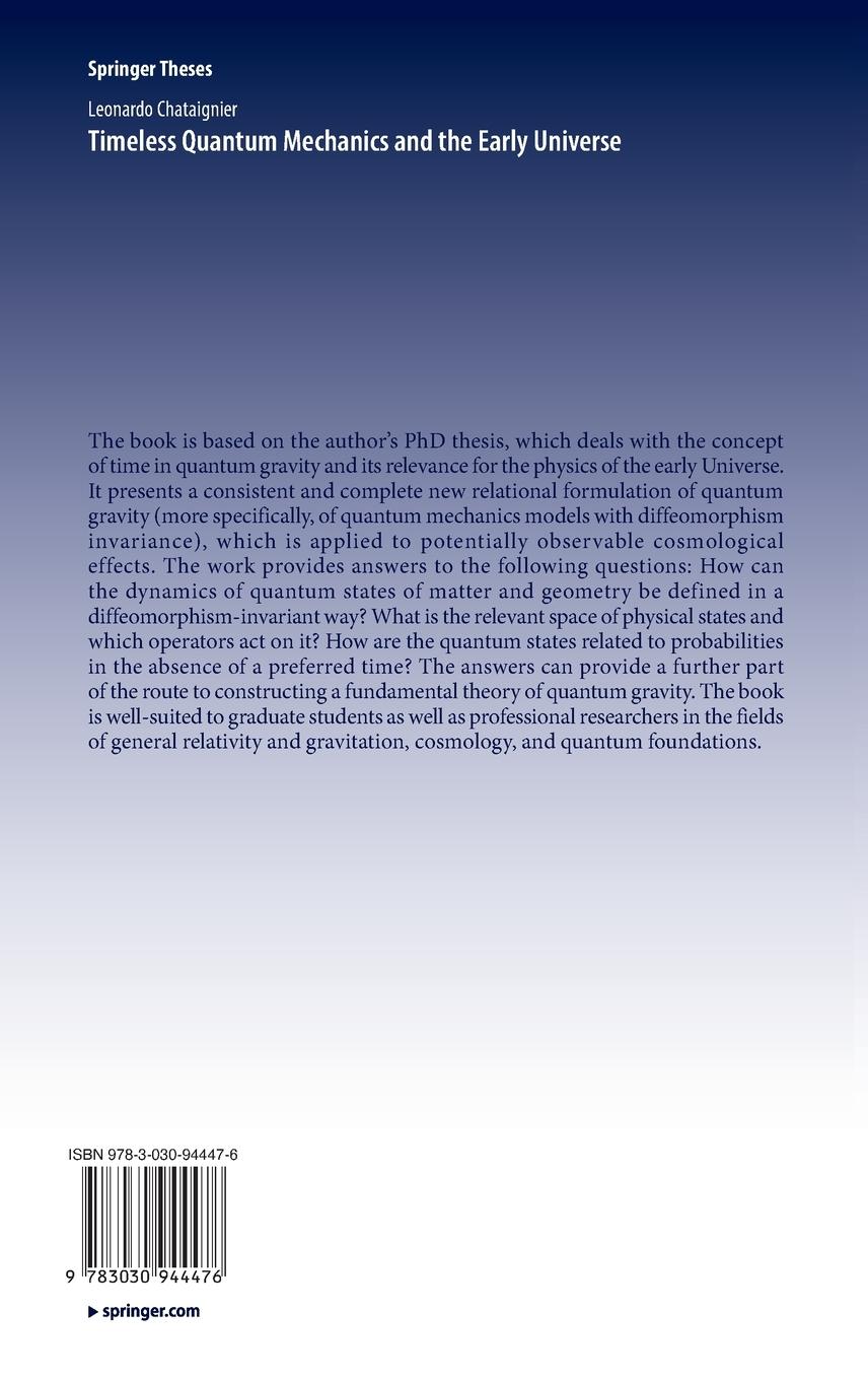 Rückseitencover Timeless Quantum Mechanics and the Early Universe