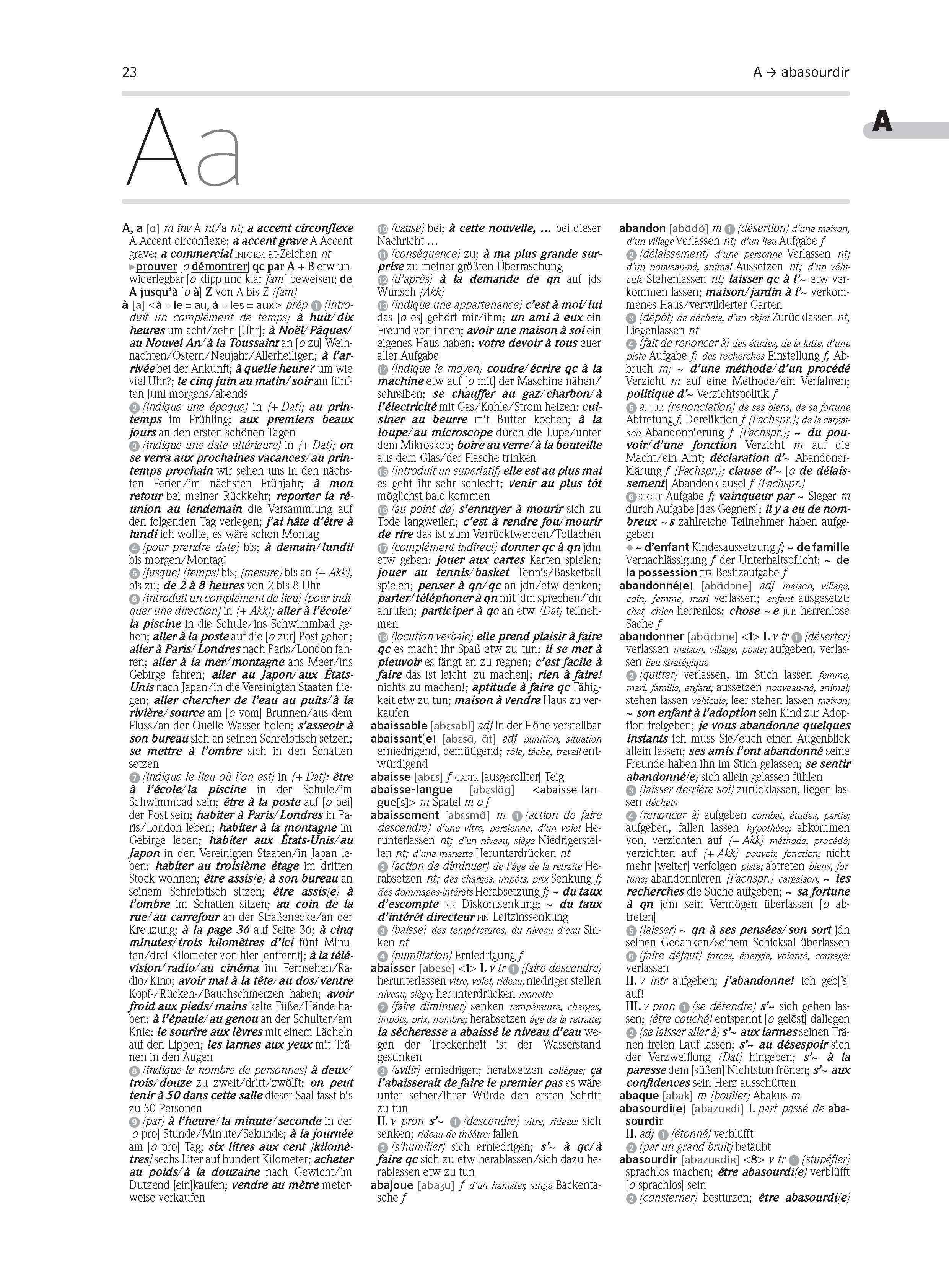 Beispielinhalt (Bild) PONS Großwörterbuch Französisch