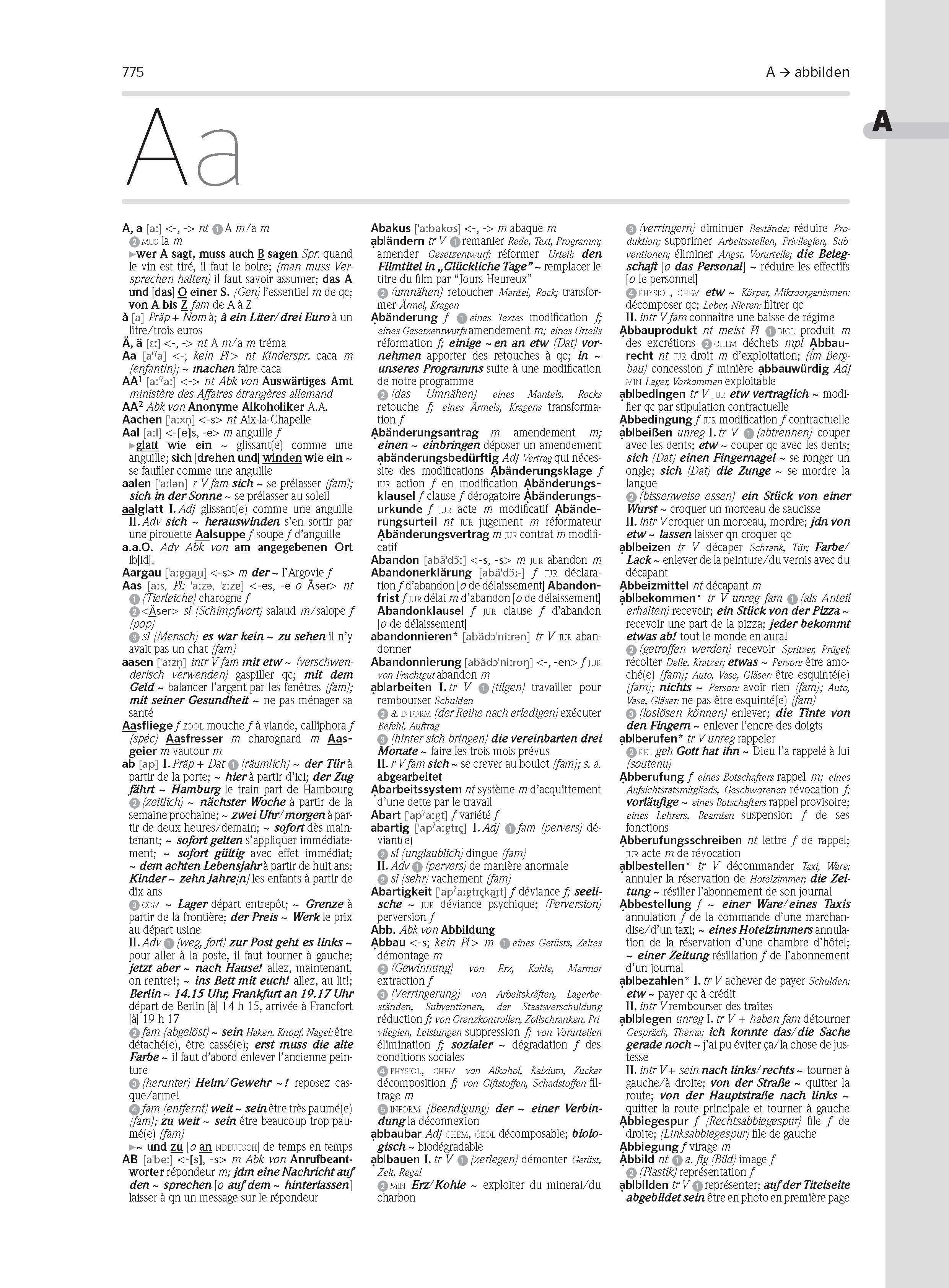 Beispielinhalt (Bild) PONS Großwörterbuch Französisch